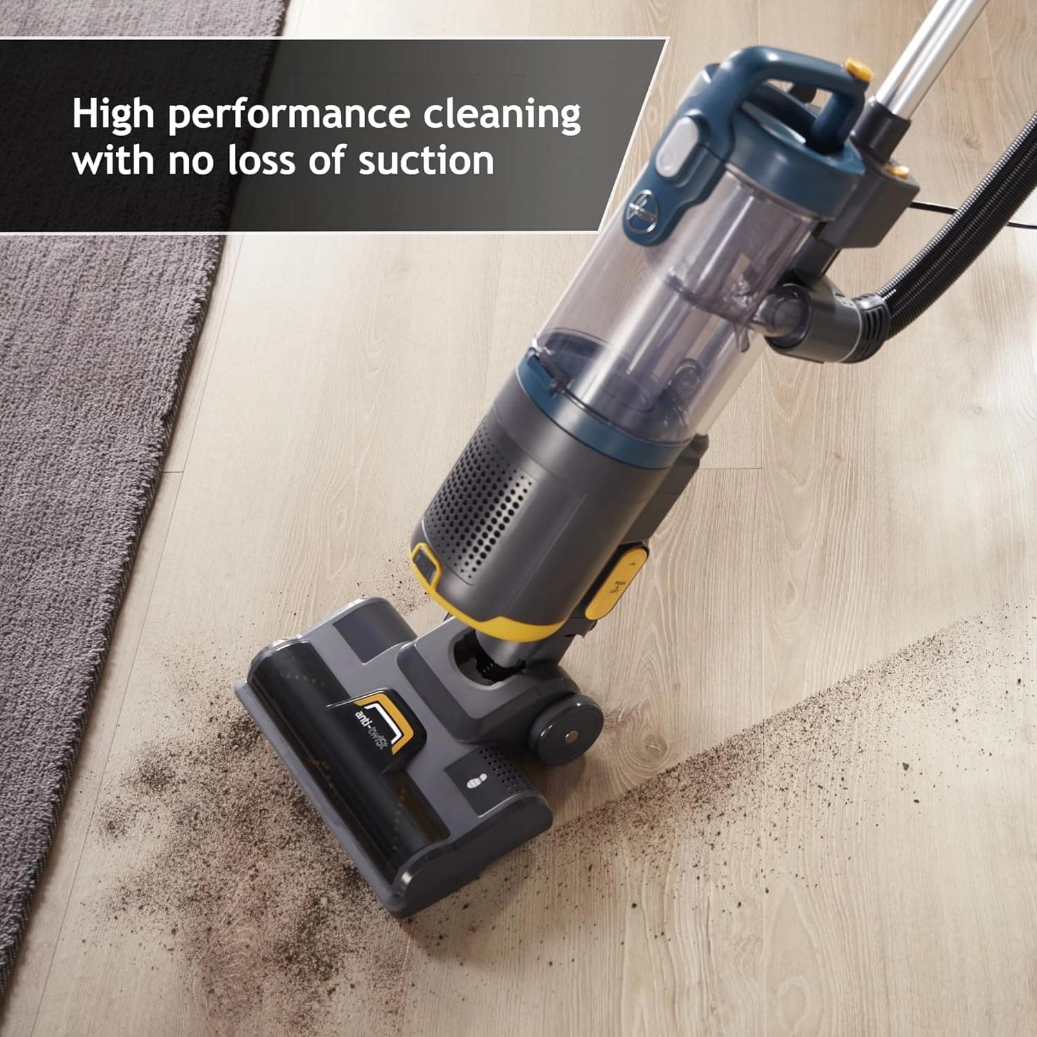 Hoover Upright Pet Vacuum Cleaner, All Floors/Stairs/Surfaces, ANTI-TWIST brush, Pet Turbo Brush, Lightweight [HL410PT] , Blue