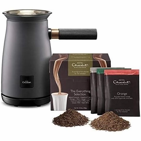 Hotel Chocolat 472756 Velvetiser Hot Chocolate Machine Complete Starter Kit, Grey