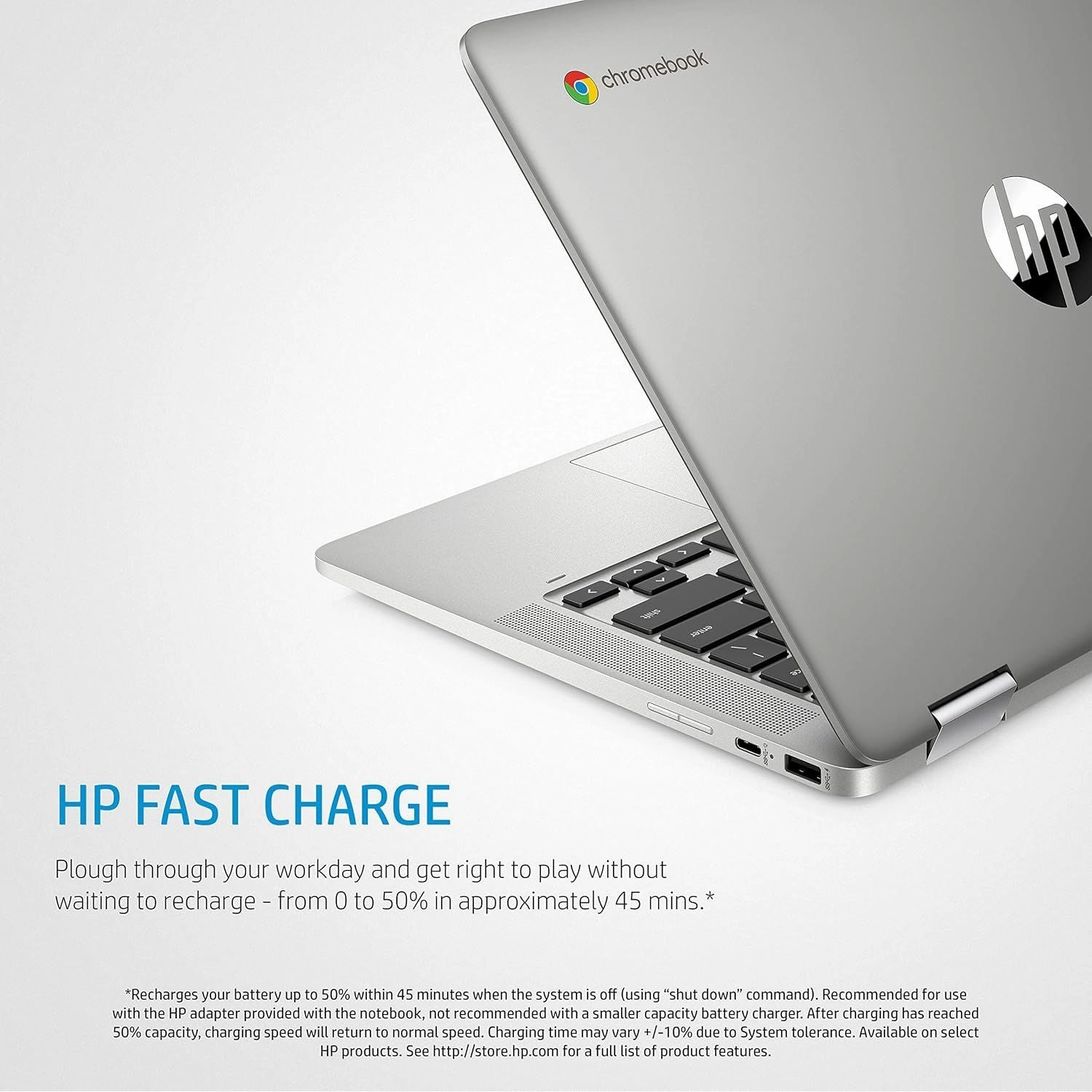 HP Chromebook 14" Laptop PC 14a-ca0005sa, Touch Screen, Intel Celeron, 4GB RAM, 64GB SSD -  Mineral silver