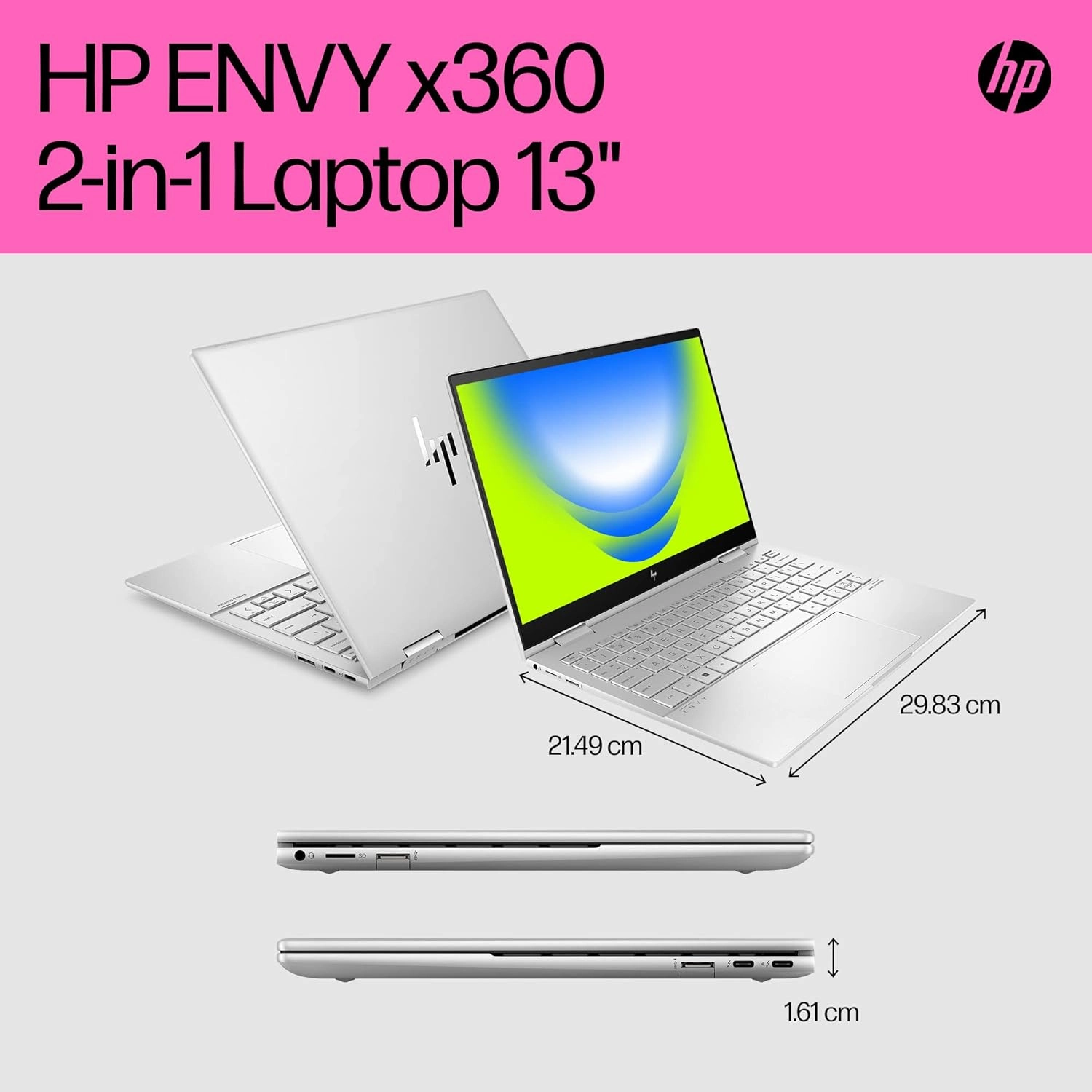 HP ENVY x360 13-BF0002 Laptop C Intel i7-1250U, 16GB RAM, 512GB SSD, 13" Silver