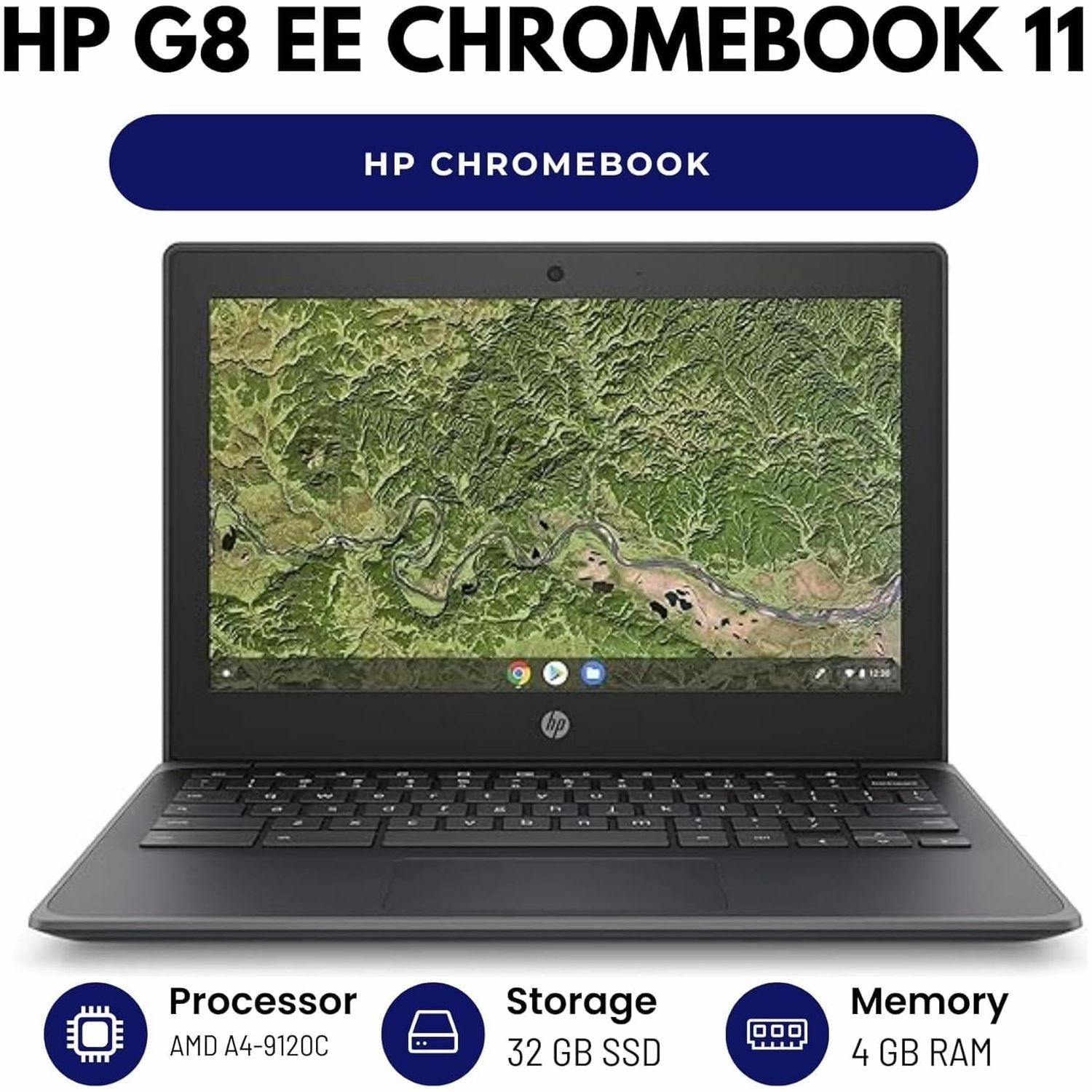 HP G8 EE Chromebook 11-11.6" Screen - Intel N4120 CPU - 4GB RAM - 32GB SSD - Black