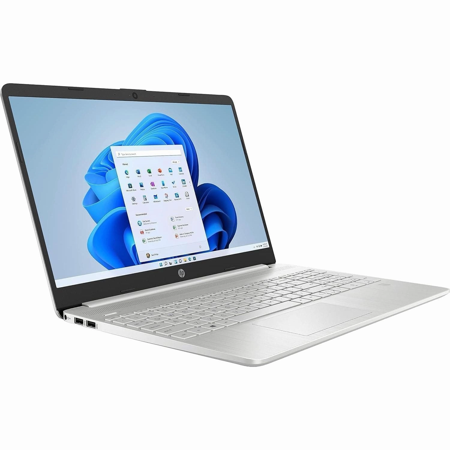 HP Laptop PC 15s-fq0028na - Intel Pentium Silver N5030 Processor - 4GB RAM - 128GB SSD - 15.6 inch HD display - Windows 11 Home - Natural Silver