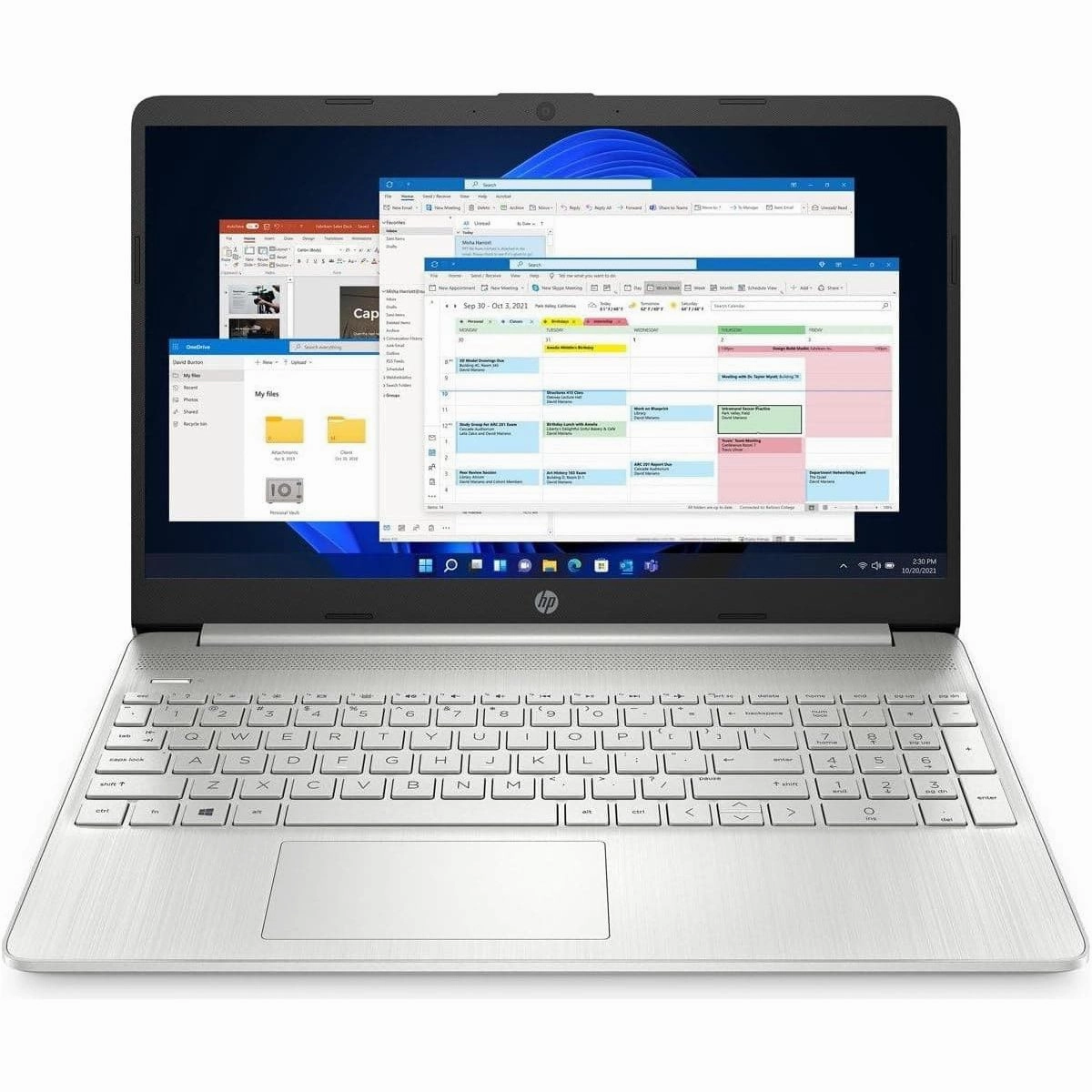 HP Laptop PC 15s-fq0028na - Intel Pentium Silver N5030 Processor - 4GB RAM - 128GB SSD - 15.6 inch HD display - Windows 11 Home - Natural Silver