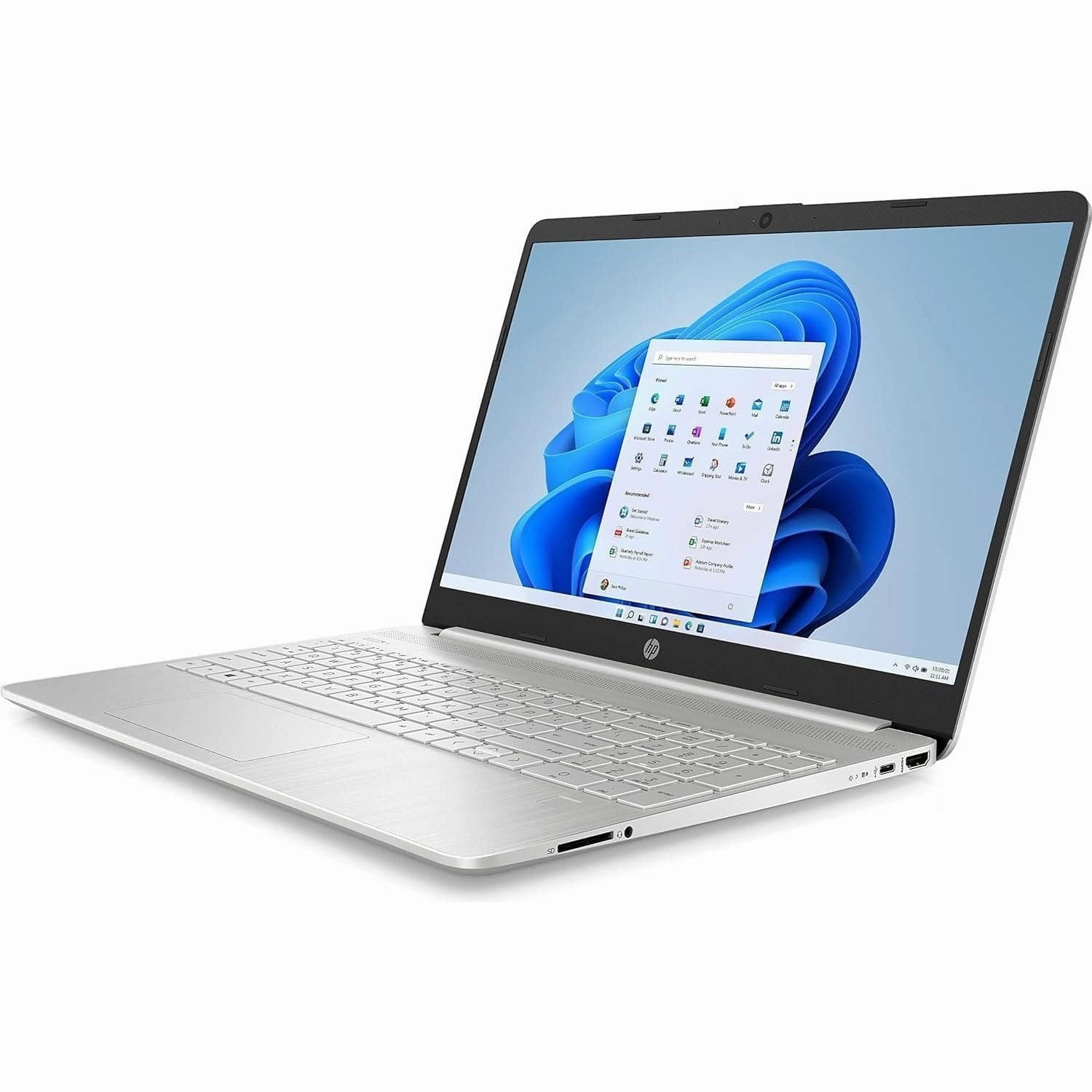 HP Laptop PC 15s-fq0028na - Intel Pentium Silver N5030 Processor - 4GB RAM - 128GB SSD - 15.6 inch HD display - Windows 11 Home - Natural Silver