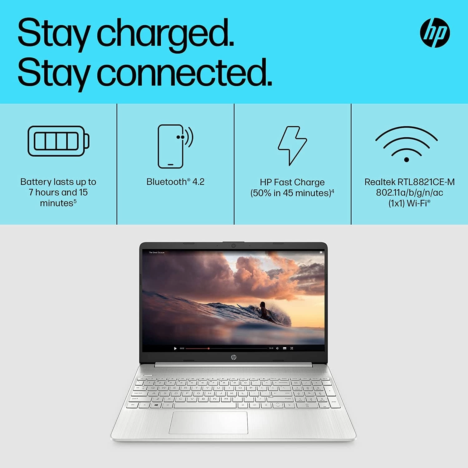 HP Laptop PC 15s-fq2015sa | Intel Core i3-1115G4 Processor | 8GB RAM | 256GB SSD | 15.6 inch Full HD 16:9 display | Microsoft Windows 11 Home OS | Natural Silver