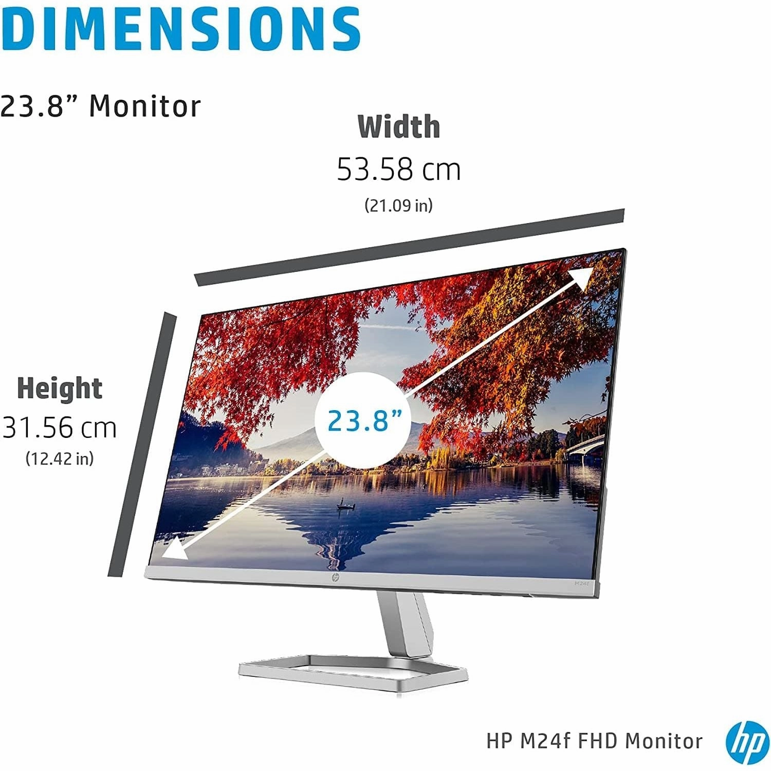 HP M24f Ultraslim Monitor, Full HD (1920 x 1080) 23.8 Inch (1 HDMI, 1 VGA) - Silver / Black