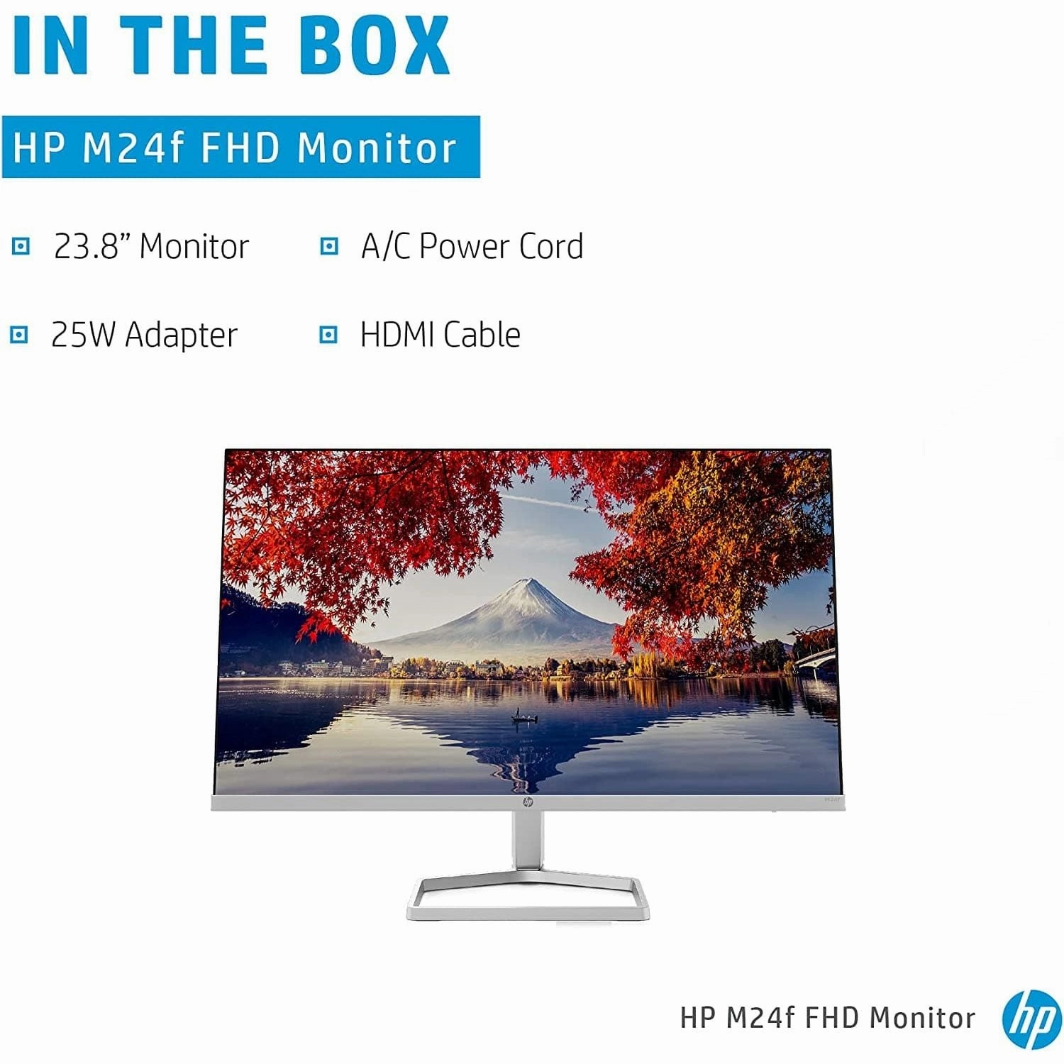 HP M24f Ultraslim Monitor, Full HD (1920 x 1080) 23.8 Inch (1 HDMI, 1 VGA) - Silver / Black