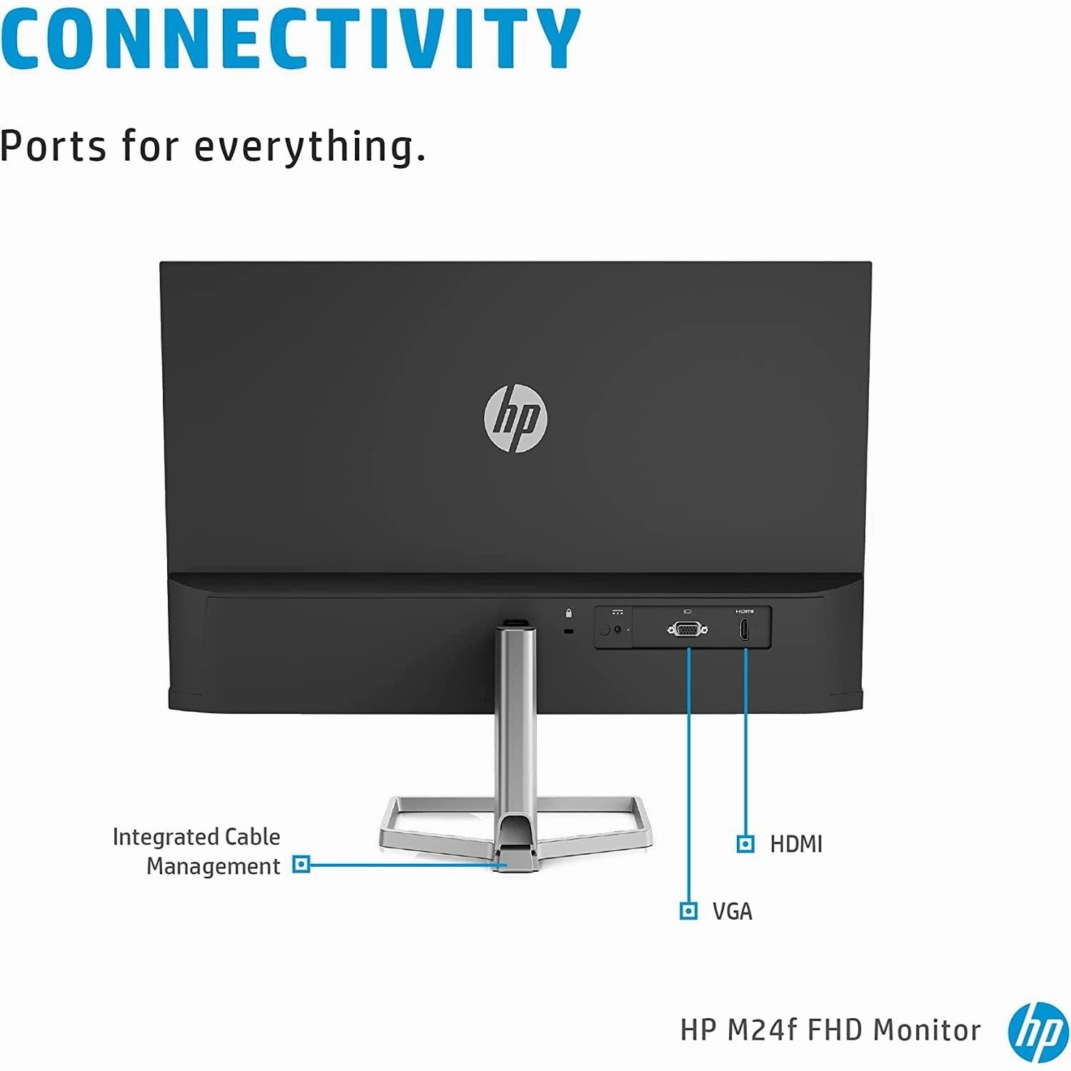 HP M24f Ultraslim Monitor, Full HD (1920 x 1080) 23.8 Inch (1 HDMI, 1 VGA) - Silver / Black