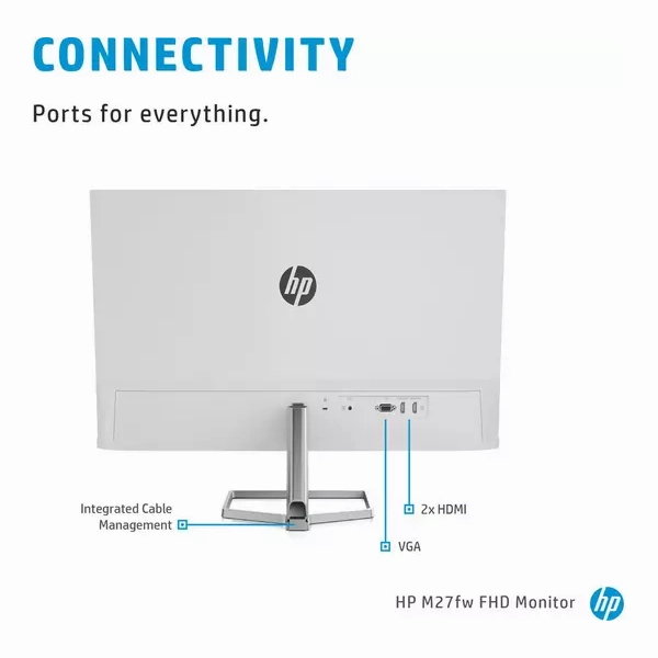 HP M27fw 27" Full HD IPS LCD Monitor, White