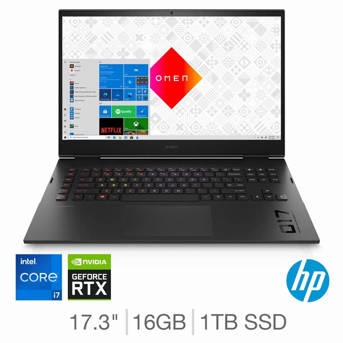 HP Omen 17-ck0013na Gaming Laptop - 17.3in QHD, GeForce RTX 3070, Intel Core i7, 16GB RAM, 1TB SSD storage