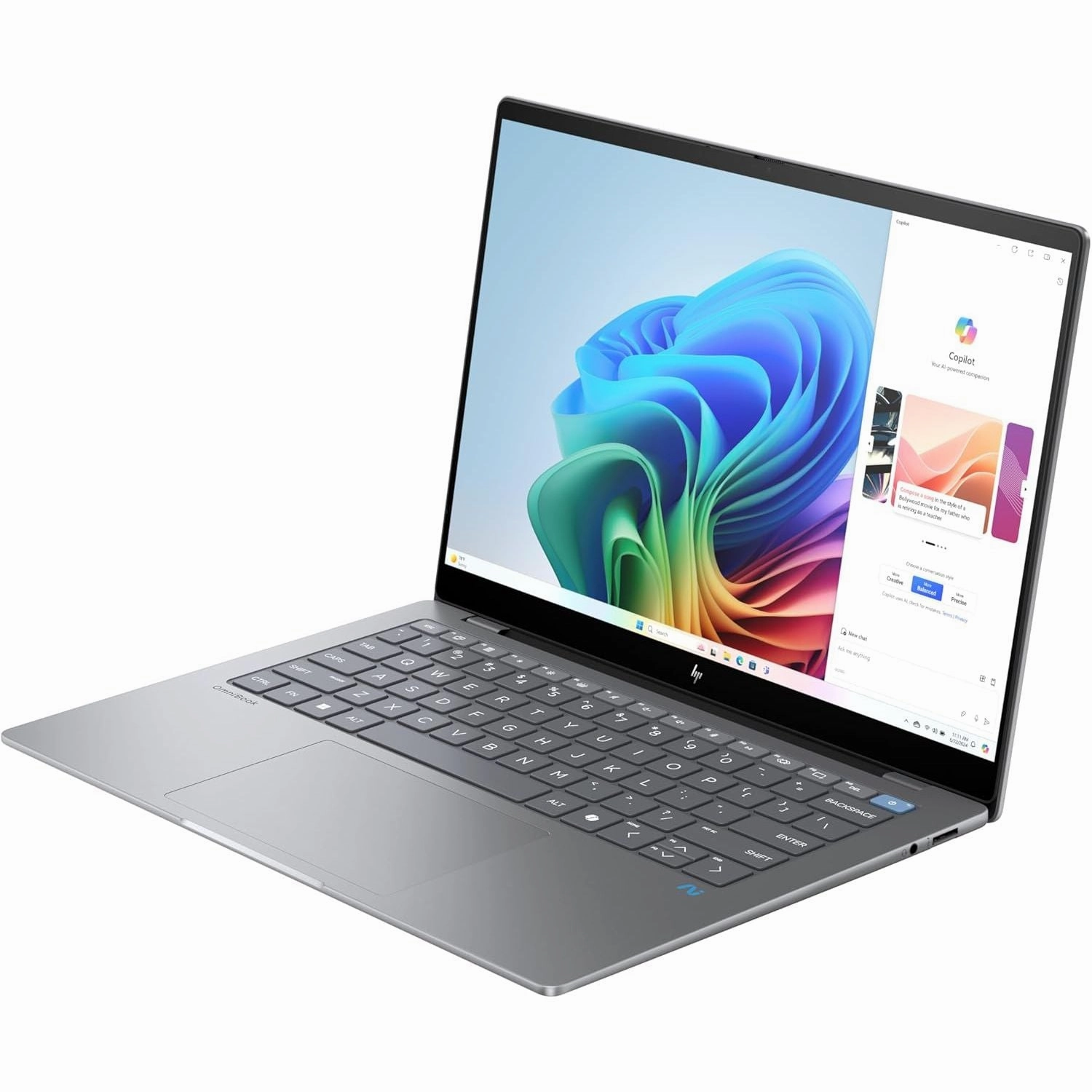 HP OmniBook X 14" AI PC  Snapdragon X Elite, 16GB RAM, 1TB SSD, 2.2K IPS Touchscreen, 26H Battery, Win 11, Poly Studio (14-fe0000sa)