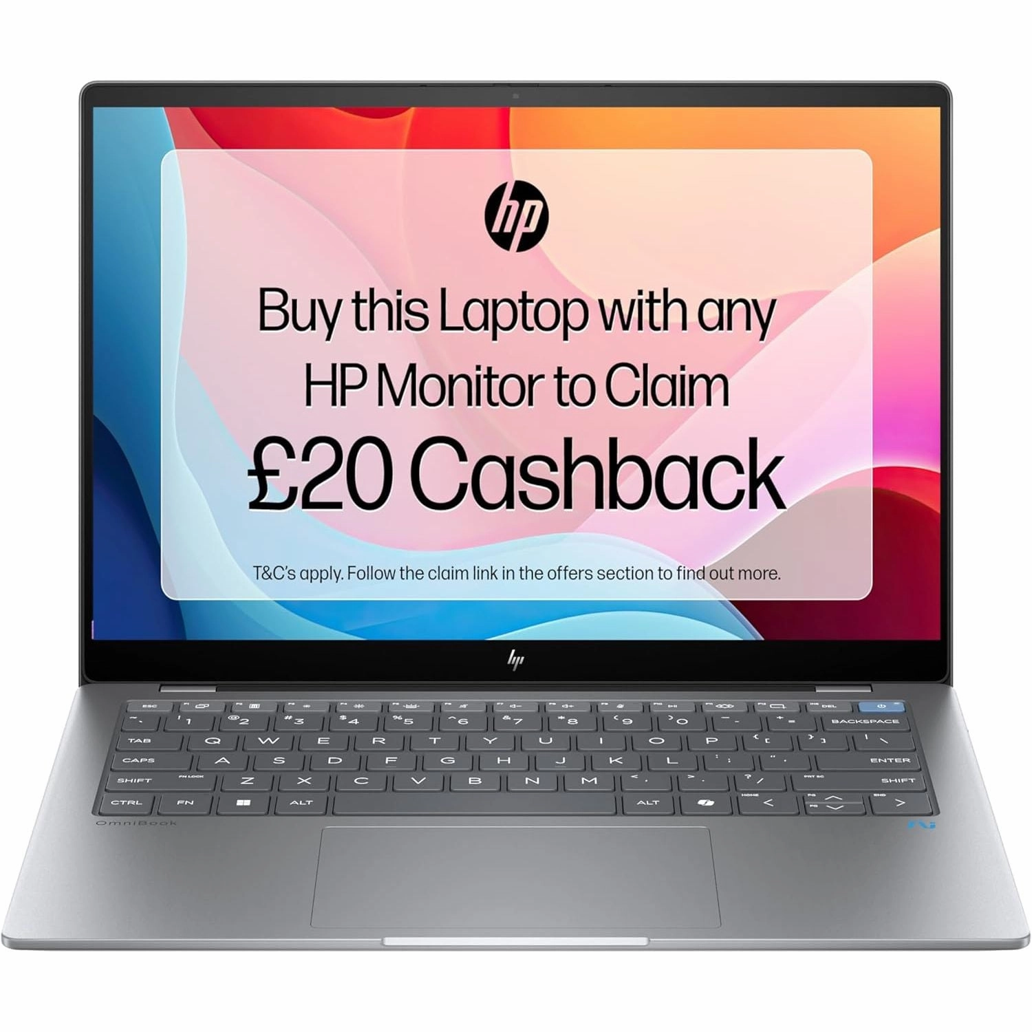 HP OmniBook X 14" AI PC  Snapdragon X Elite, 16GB RAM, 1TB SSD, 2.2K IPS Touchscreen, 26H Battery, Win 11, Poly Studio (14-fe0000sa)