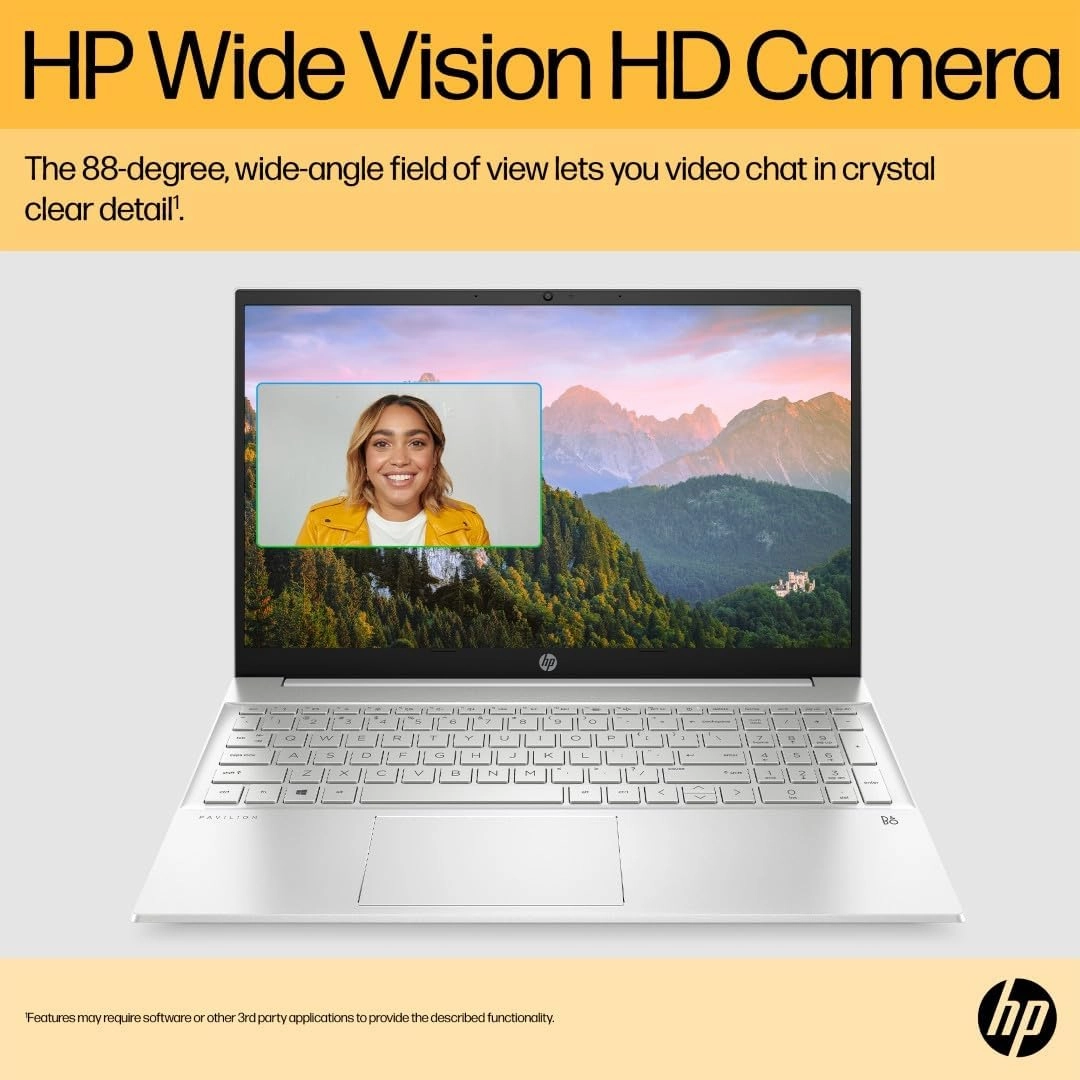 HP Pavilion 15.6" Laptop, AMD Ryzen 7 7730H, 16GB RAM, 512GB SSD, Radeon Graphics, FHD Display, Win 11, B&O Audio, Natural Silver (15-eh3000sa)