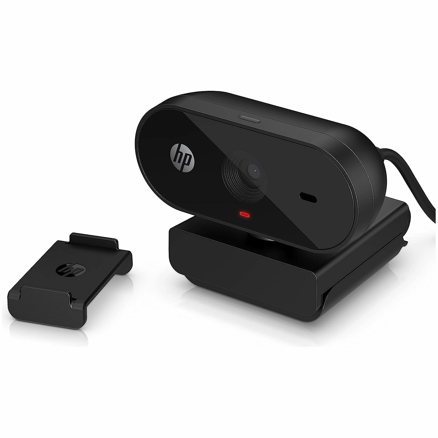 HP PC Webcam 320, 1080p FHD, Compatible with Chrome, Auto Light Corrector, Built-in Microphone, 66 Degree Wide Angle Field of View, Support with 360 Degree Swivel Clip [Black]