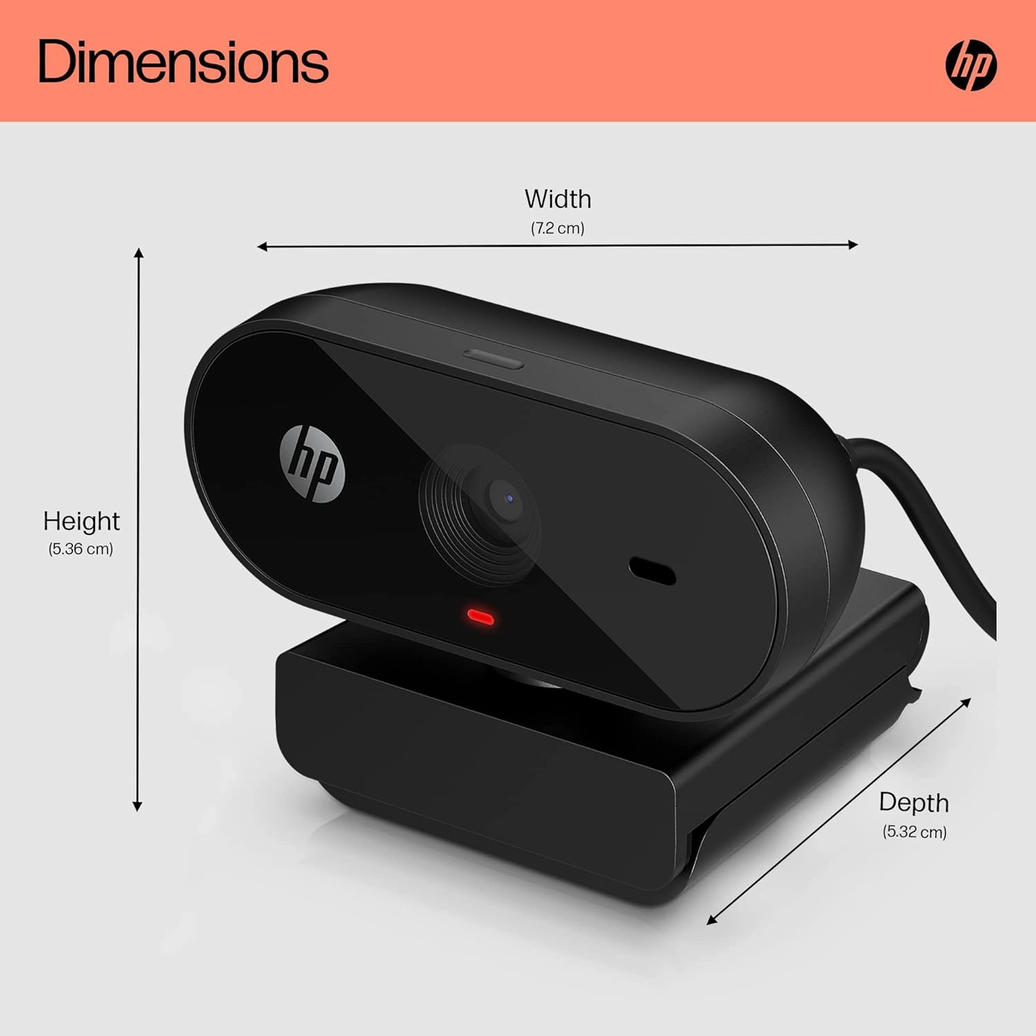 HP PC Webcam 320, 1080p FHD, Compatible with Chrome, Auto Light Corrector, Built-in Microphone, 66 Degree Wide Angle Field of View, Support with 360 Degree Swivel Clip [Black]