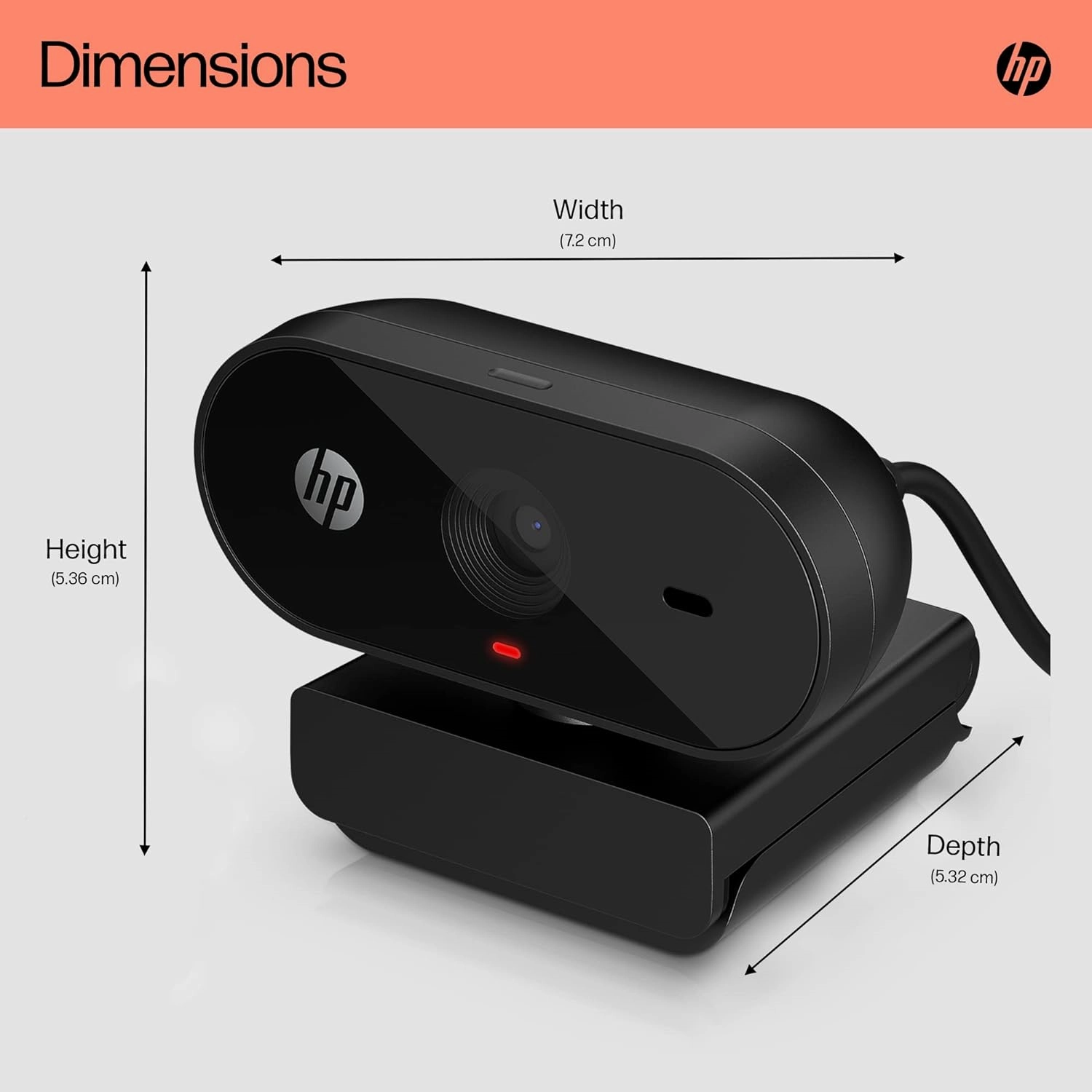 HP PC Webcam 320, 1080p FHD, Compatible with Chrome, Auto Light Corrector, Built-in Microphone, 66 Degree Wide Angle Field of View, Support with 360 Degree Swivel Clip [Black]