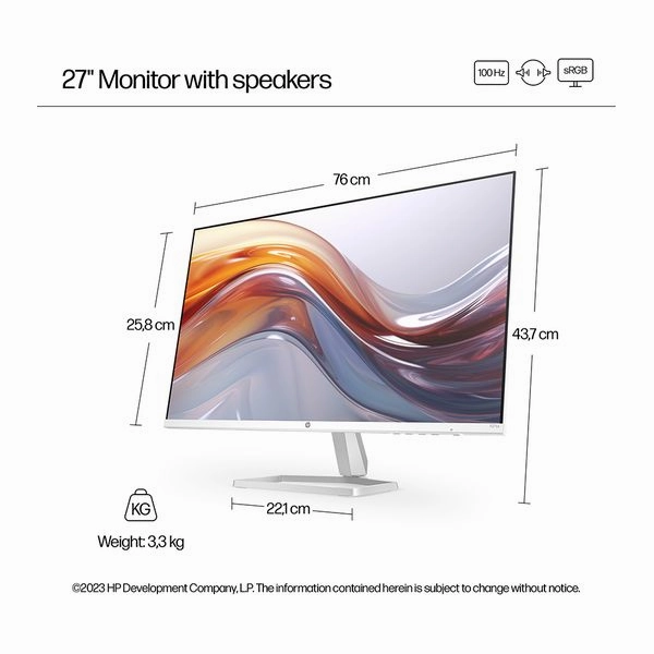 HP Series 5 527sa Full HD 27" IPS LCD Monitor - White