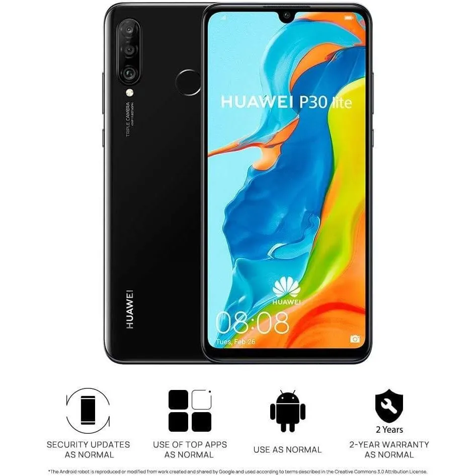 Huawei P30 Lite 128GB Black Sim-Free Unlocked Mobile Phone