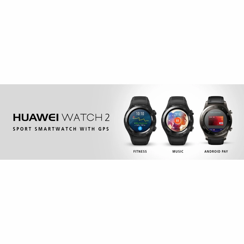 HUAWEI Watch 2 Sport Smartwatch, Fitness and Activities Tracker with Built-in GPS, Heart Rate, Music, Smart Notificatons, IP68-Life Waterproof - Black