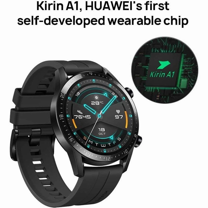 HUAWEI Watch GT 2 (46 mm) Smart Watch, 1.39 Inch AMOLED Display with 3D Glass Screen, 2 Weeks Battery Life, GPS, 15 Sport Modes, 3D Glass Screen, Bluetooth Calling Smartwatch, Matte Black