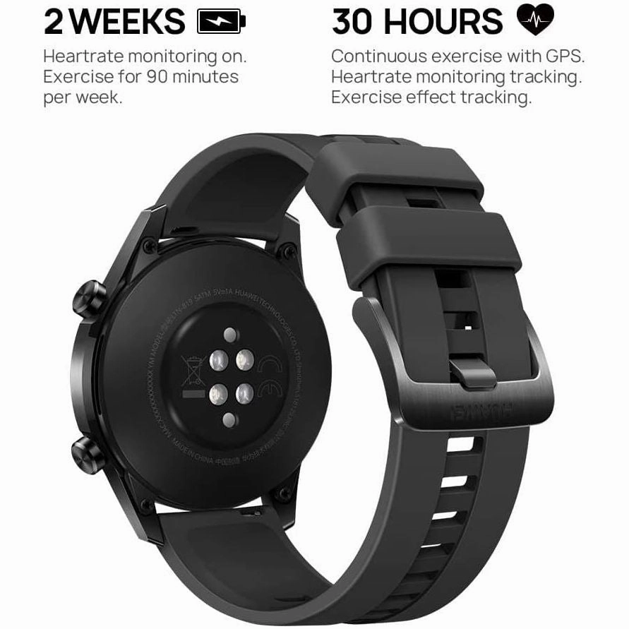 HUAWEI Watch GT 2 (46 mm) Smart Watch, 1.39 Inch AMOLED Display with 3D Glass Screen, 2 Weeks Battery Life, GPS, 15 Sport Modes, 3D Glass Screen, Bluetooth Calling Smartwatch, Matte Black