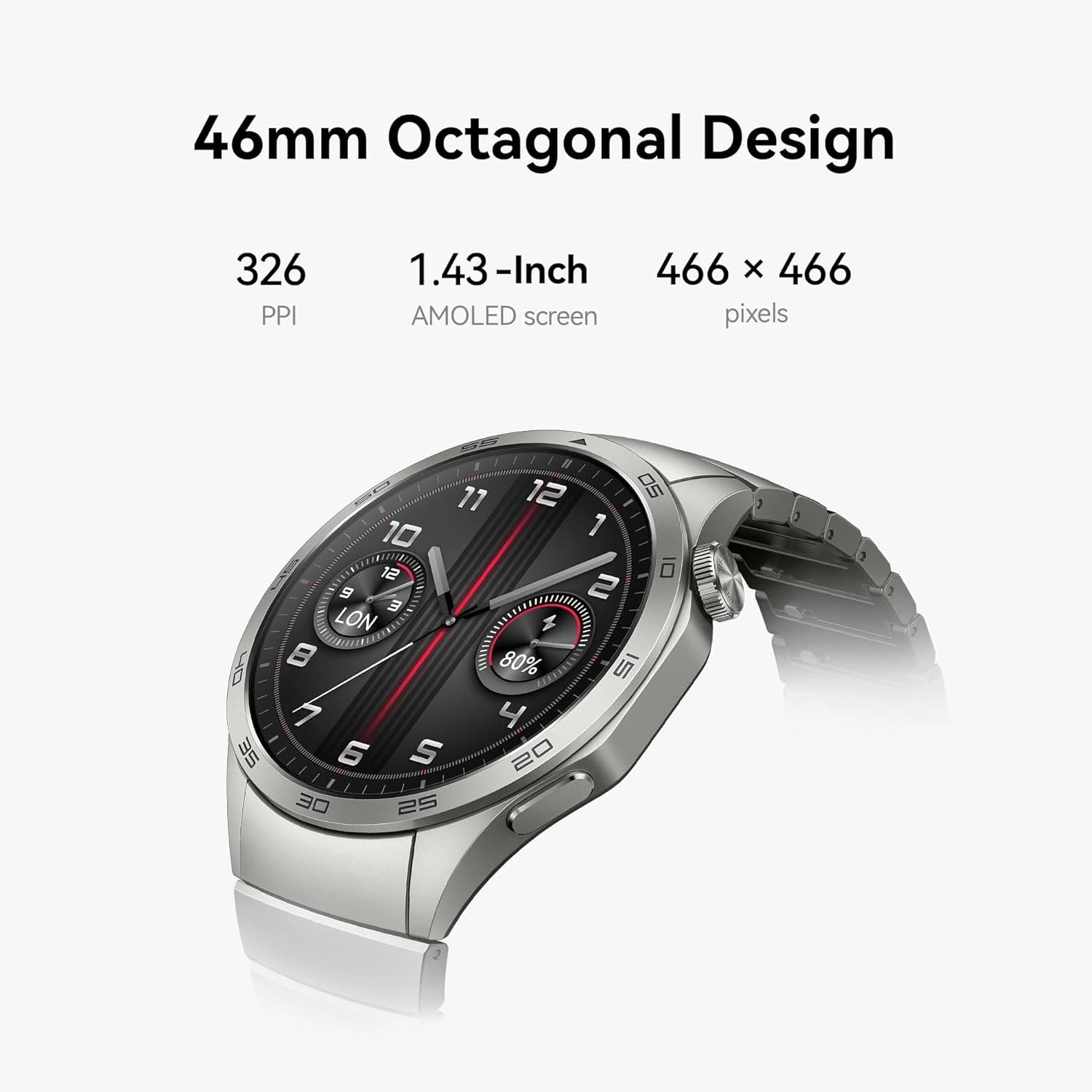 Huawei Watch GT 4 - 46mm  Smartwatch with 2-Week Battery, Fitness & Health Tracking, GPS, Compatible with Android & iOS, Green Woven