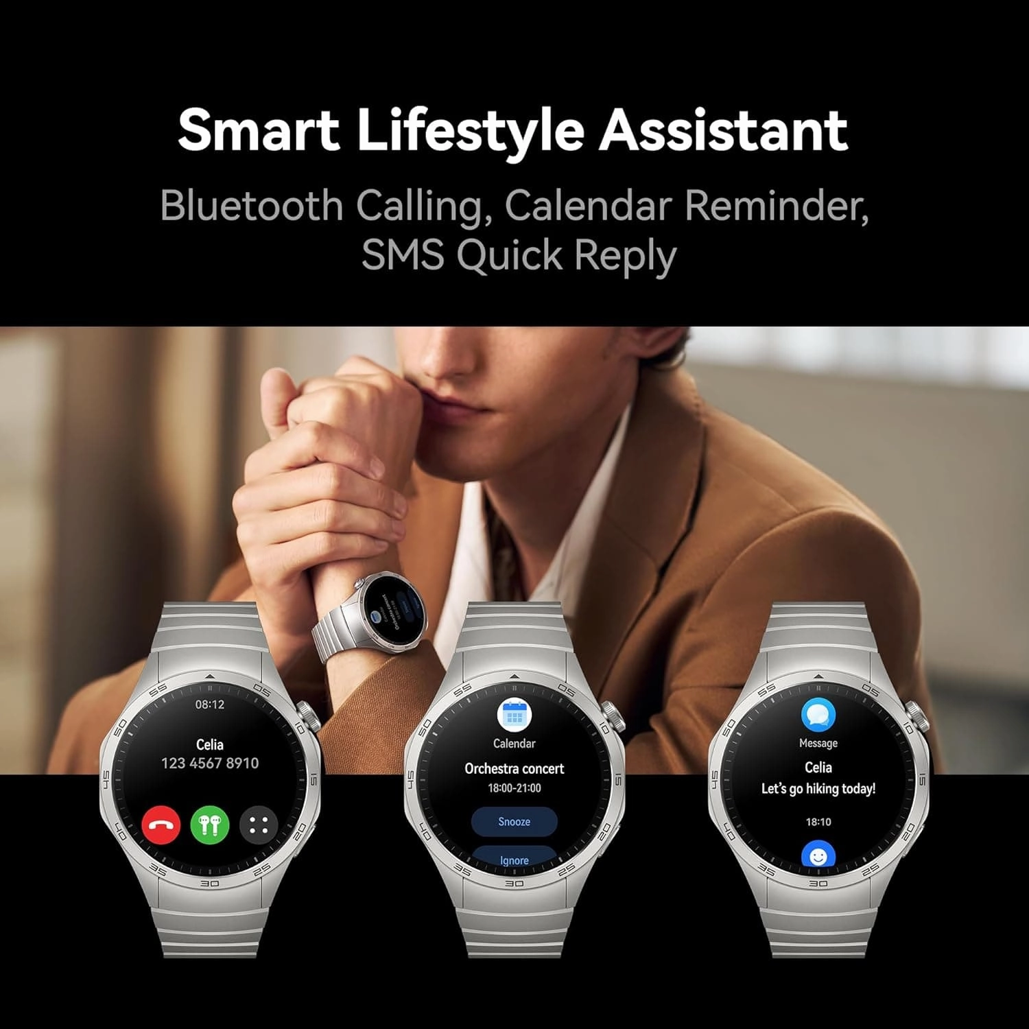 Huawei Watch GT 4 - 46mm  Smartwatch with 2-Week Battery, Fitness & Health Tracking, GPS, Compatible with Android & iOS, Green Woven
