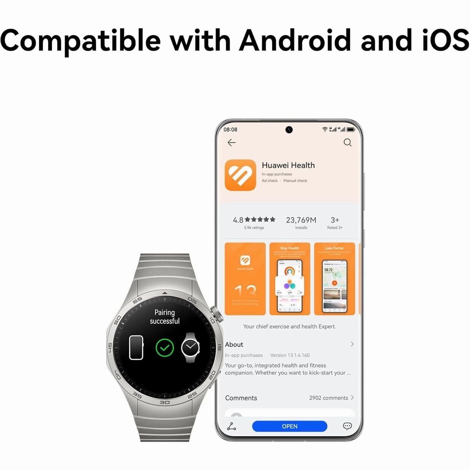 Huawei Watch GT 4 - 46mm  Smartwatch with 2-Week Battery, Fitness & Health Tracking, GPS, Compatible with Android & iOS, Green Woven