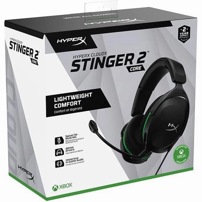 HyperX CloudX Stinger 2 Core - Gaming Headset for Xbox, Lightweight over-ear headsets with mic, Swivel-to-mute function, 40mm drivers