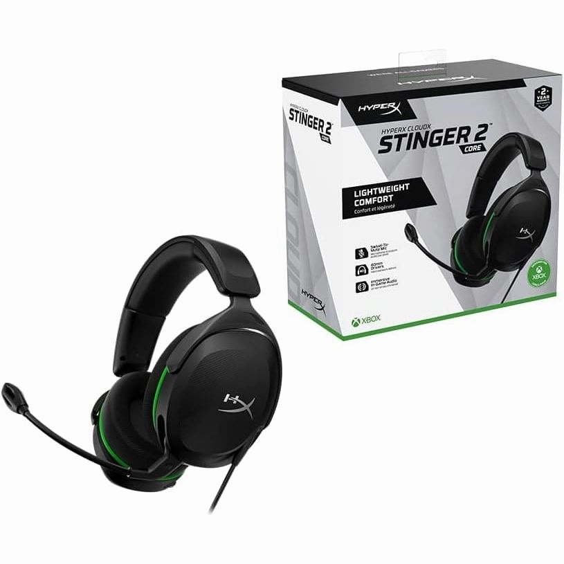 HyperX CloudX Stinger 2 Core - Gaming Headset for Xbox, Lightweight over-ear headsets with mic, Swivel-to-mute function, 40mm drivers