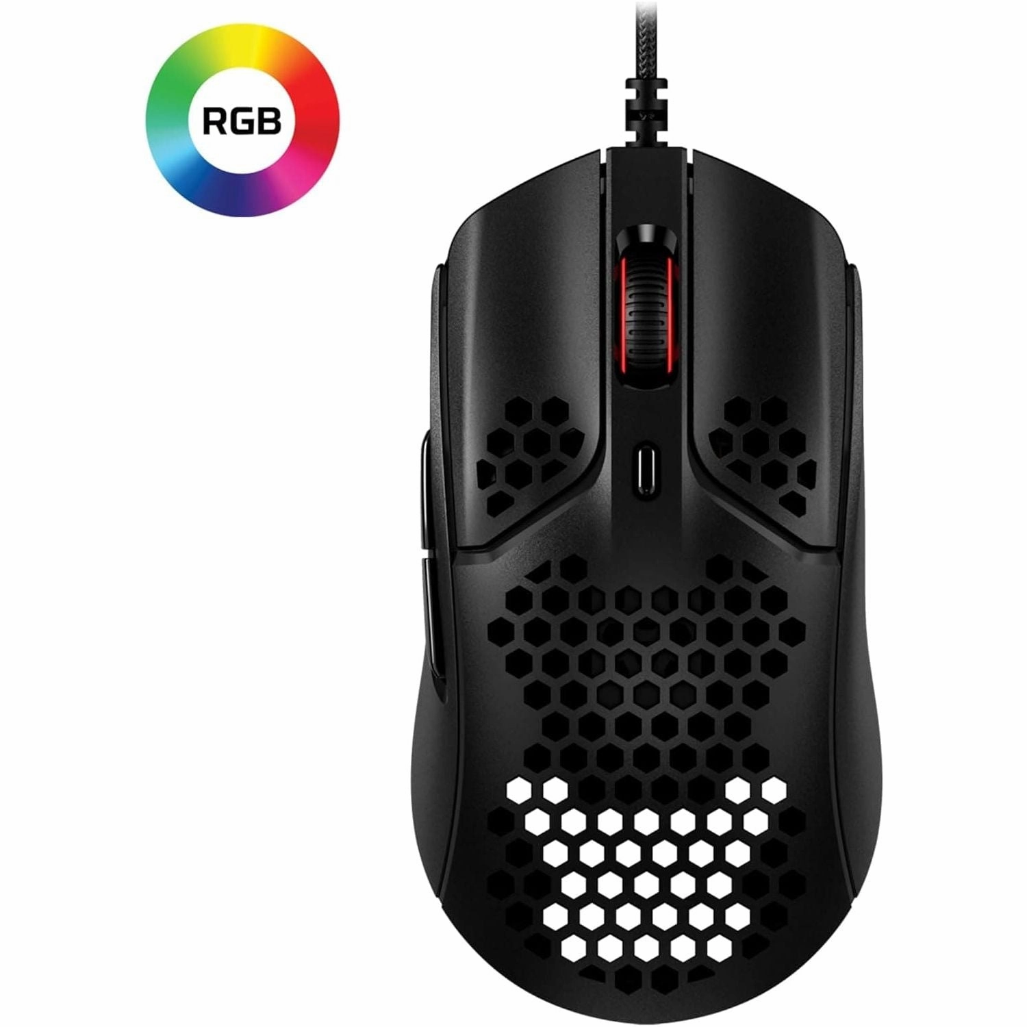 HyperX Pulsefire Haste C Gaming Mouse C Ultra-Lightweight, 59g, Honeycomb Shell, Hex Design, HyperFlex Cable, Up to 16000 DPI, 6 Programmable Buttons, Black