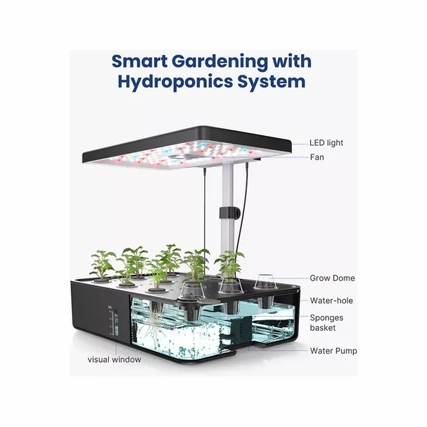 IDOO Home Hydroponics Herb Garden Growing Kit - Black