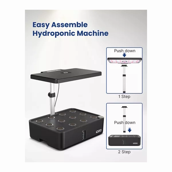 IDOO Home Hydroponics Herb Garden Growing Kit - Black
