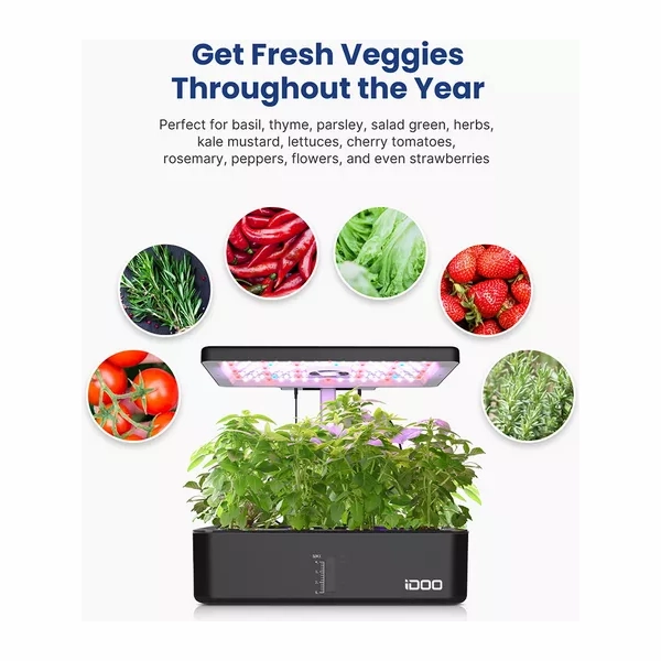 IDOO Home Hydroponics Herb Garden Growing Kit - Black