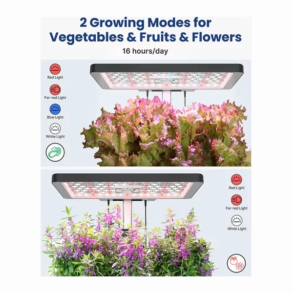 IDOO Home Hydroponics Herb Garden Growing Kit - Black