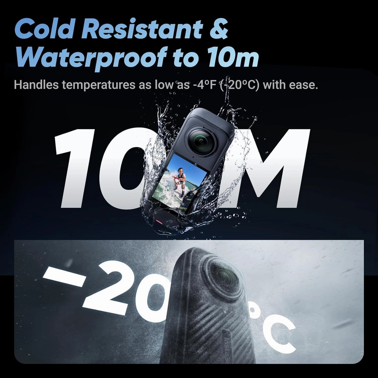 Insta360 X4-8K Waterproof 360 Action Camera, 4K Wide-Angle Video, Removable Lens Guards, 135 Min Battery Life, AI Editing