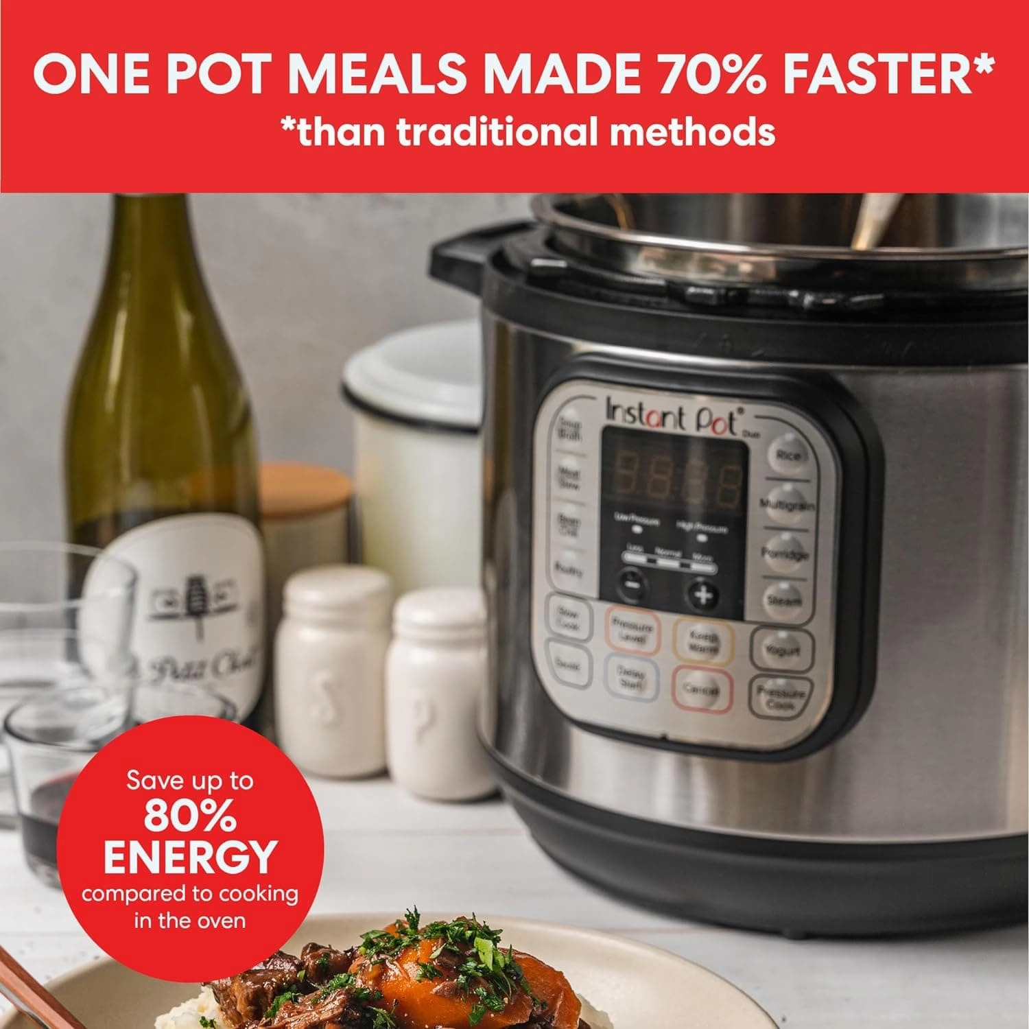 Instant Pot DUO 60 Duo 7-in-1 Smart Cooker, 5.7L - Pressure Cooker, Slow Cooker, Rice Cooker, Saut Pan, Yoghurt Maker, Steamer and Food Warmer, Brushed Stainless Steel