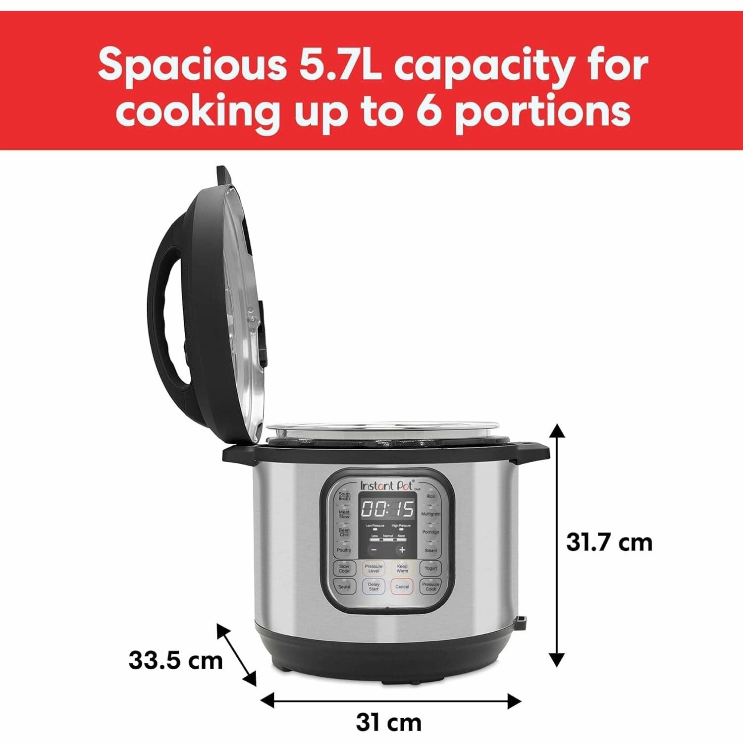Instant Pot DUO 60 Duo 7-in-1 Smart Cooker, 5.7L - Pressure Cooker, Slow Cooker, Rice Cooker, Saut Pan, Yoghurt Maker, Steamer and Food Warmer, Brushed Stainless Steel