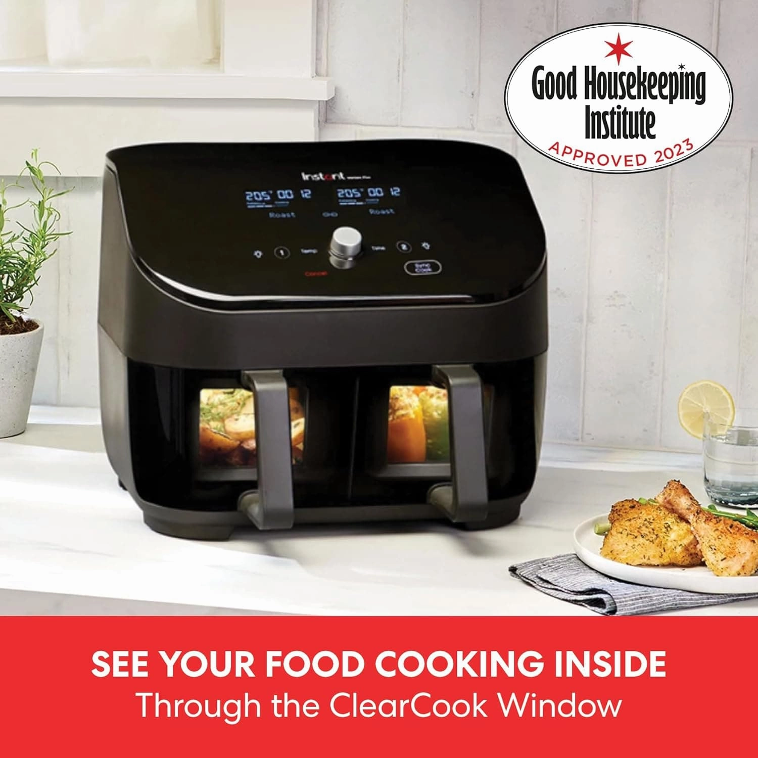 Instant Vortex Clear Cook 7.6L Dual Air Fryer - Black
