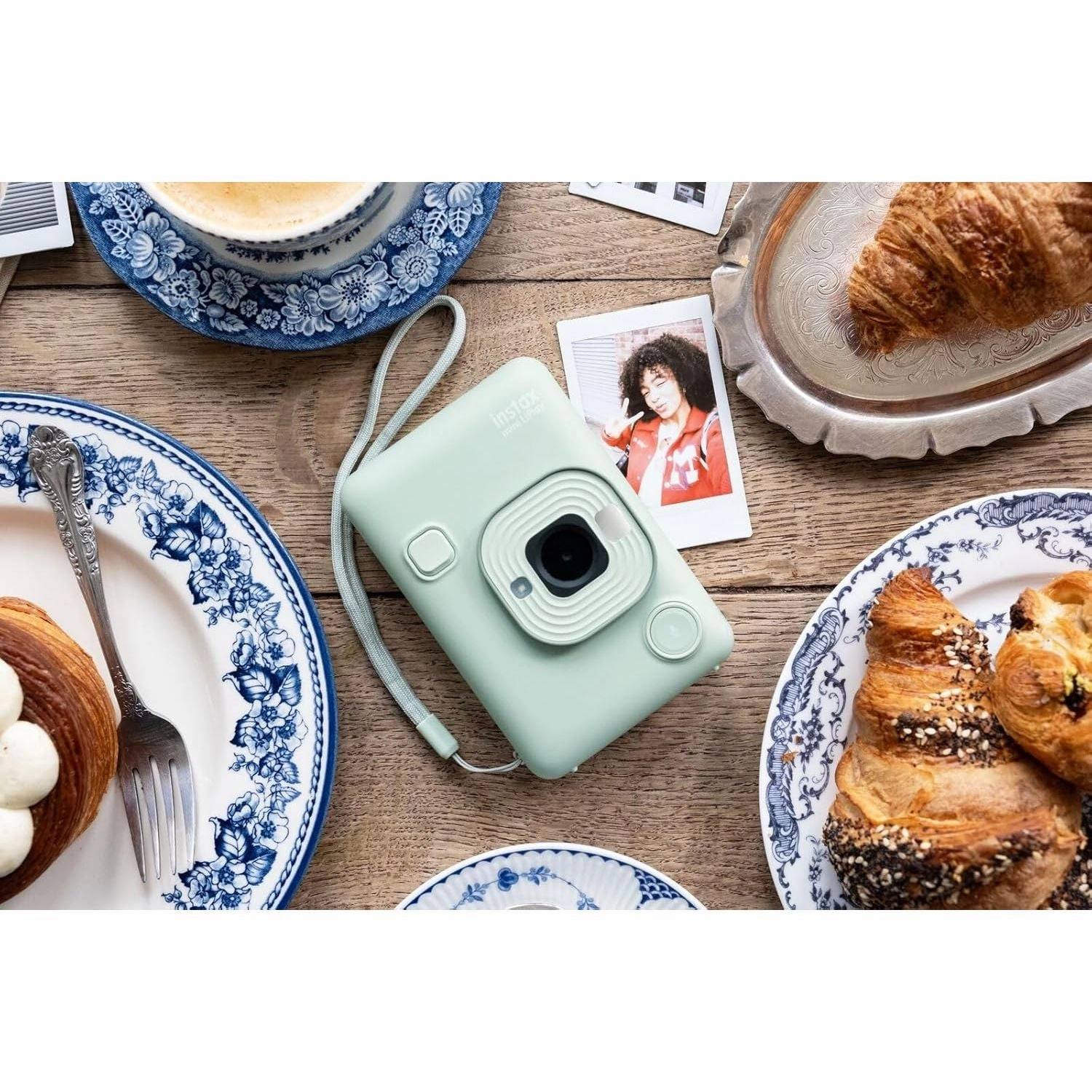 INSTAX Mini LiPlay Hybrid Instant Camera - 2.7" LCD, Micro SD, USB-C Charging, Matcha Green