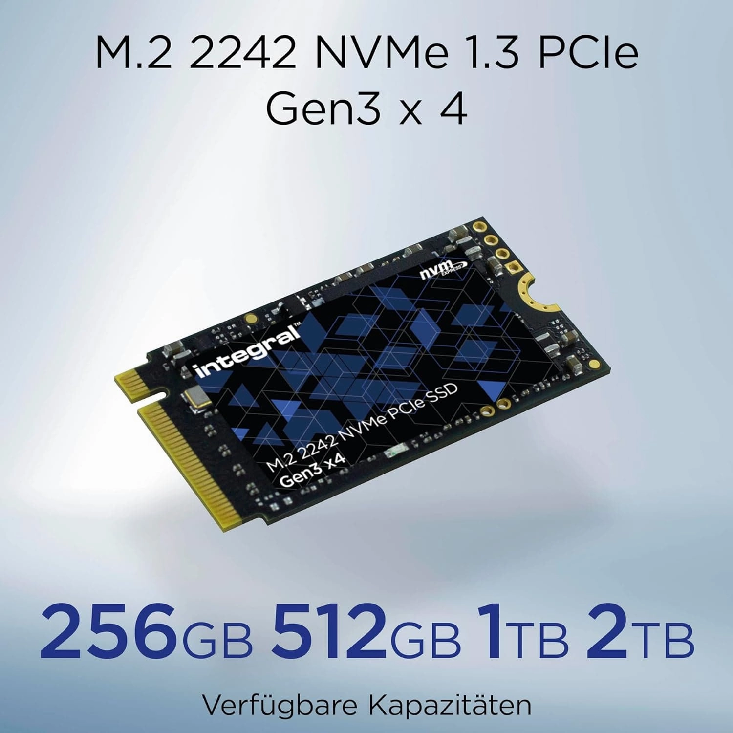 Integral 512GB M.2 NVMe 2242 PCIe Gen3 x4 SSD C READ speed up to 3300MB/s, WRITE speed up to 2700MB/s C Internal Solid State Drive. PC, NUC, Ultra-thin laptop and tablet compatible