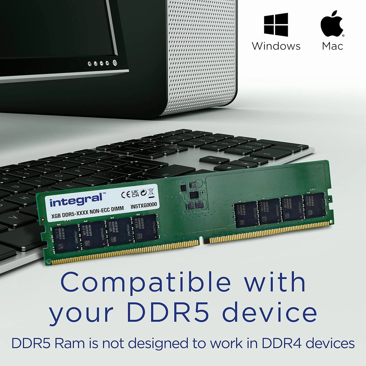 Integral 8GB DDR5 PC DIMM RAM 5600MT/s PC5-44800 CL46 Desktop/Computer Memory Module