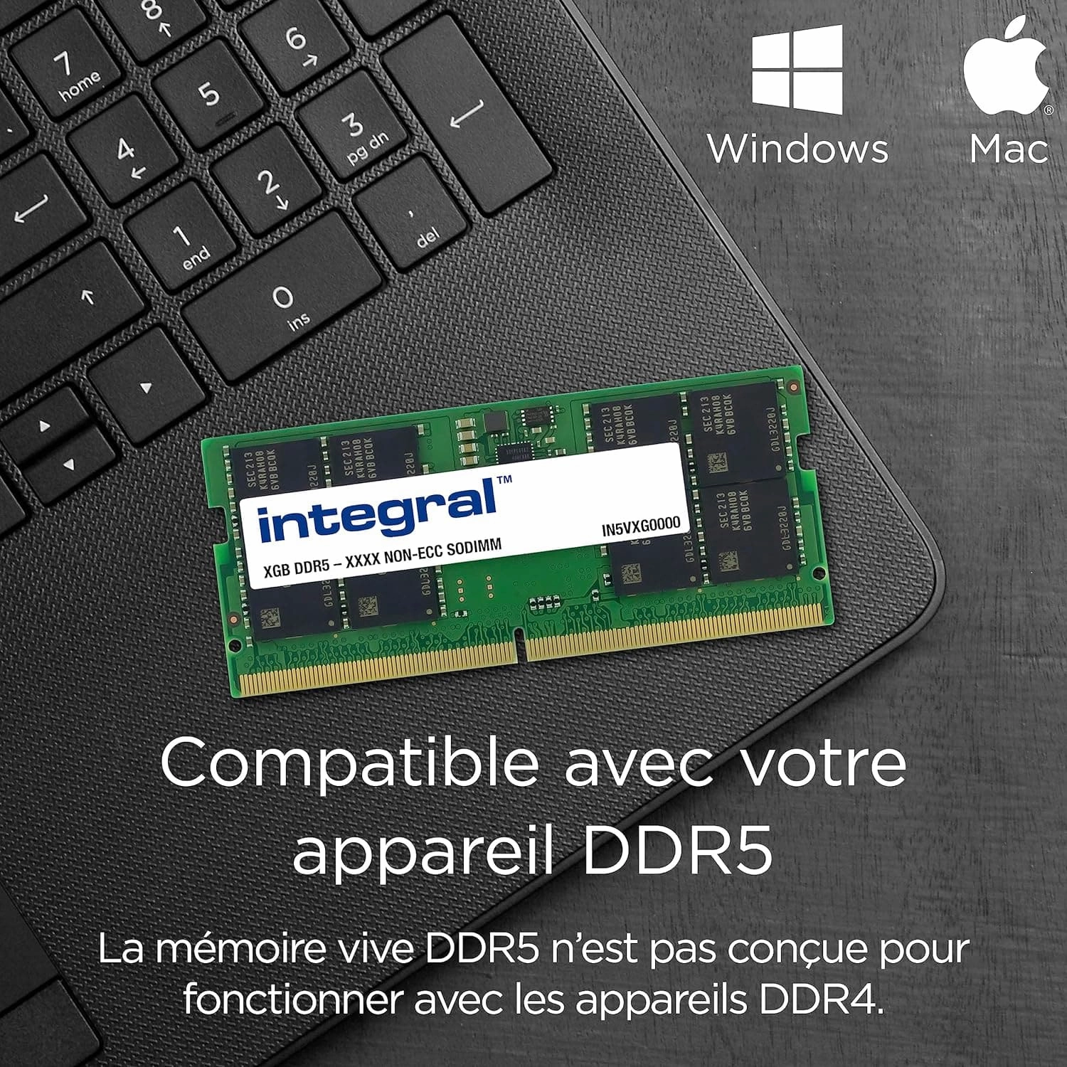 Integral 8GB DDR5 SO-DIMM RAM 5600MT/s PC5-44800 CL46 Laptop/Notebook/Macbook/NUC Memory Module