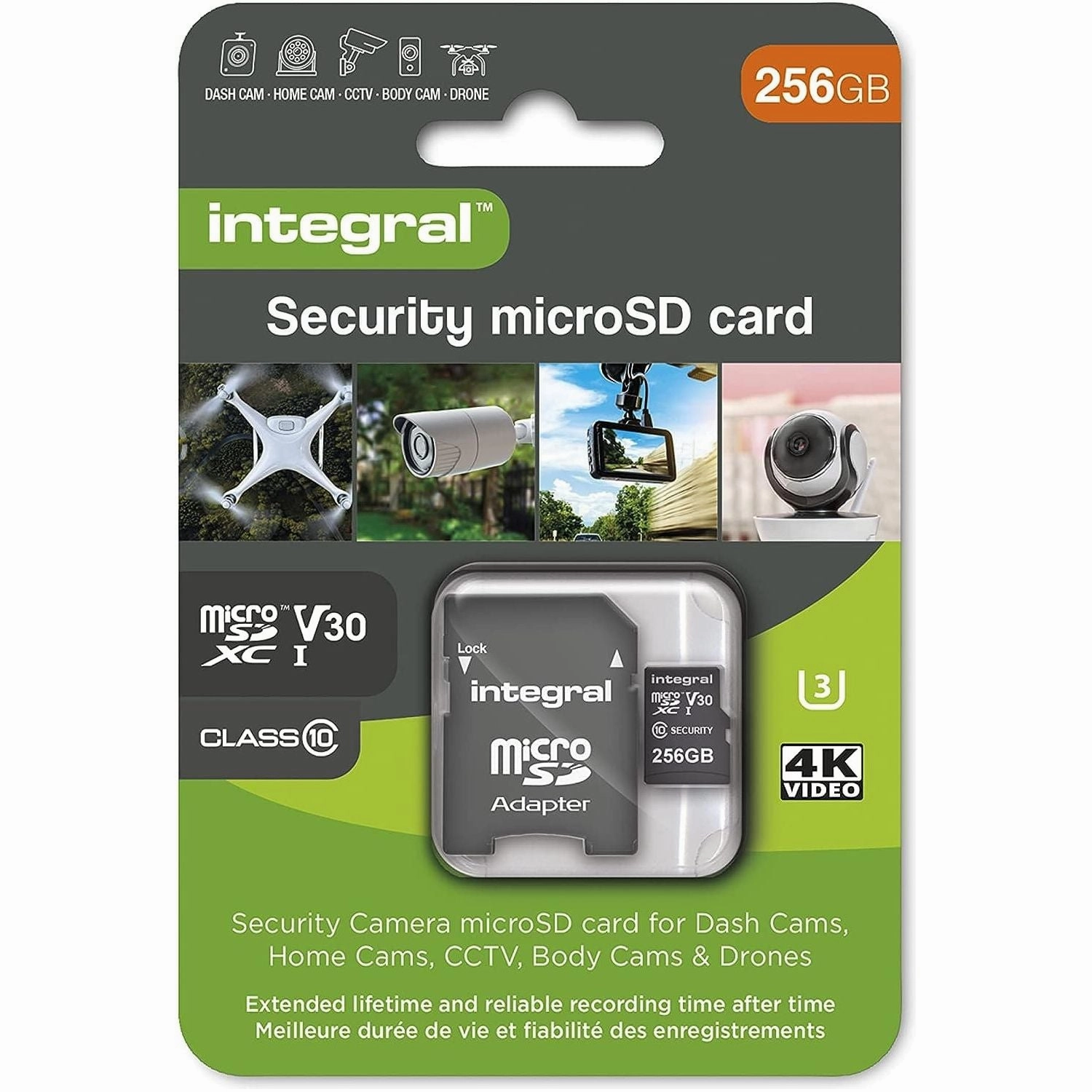Integral Micro SD Security Card 256GB for Dash-Cams, Home Cams, CCTV, Body Cams and Drones. Extended lifetime and reliable recording time after time with High Endurance computing devices, pc accessories, cheap computer online