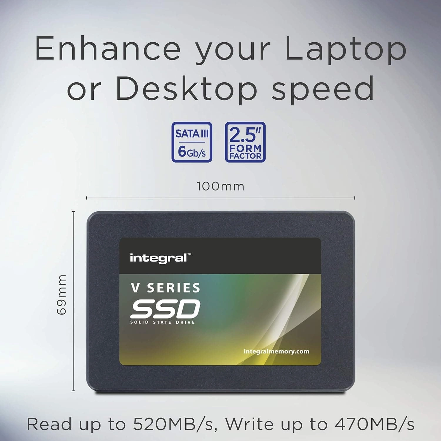Integral V Series 2 480GB SATA III 2.5 Internal SSD, Up To 520MB/S Read 470MB/S Write, INSSD480GS625V2, Solid State Hard Drive