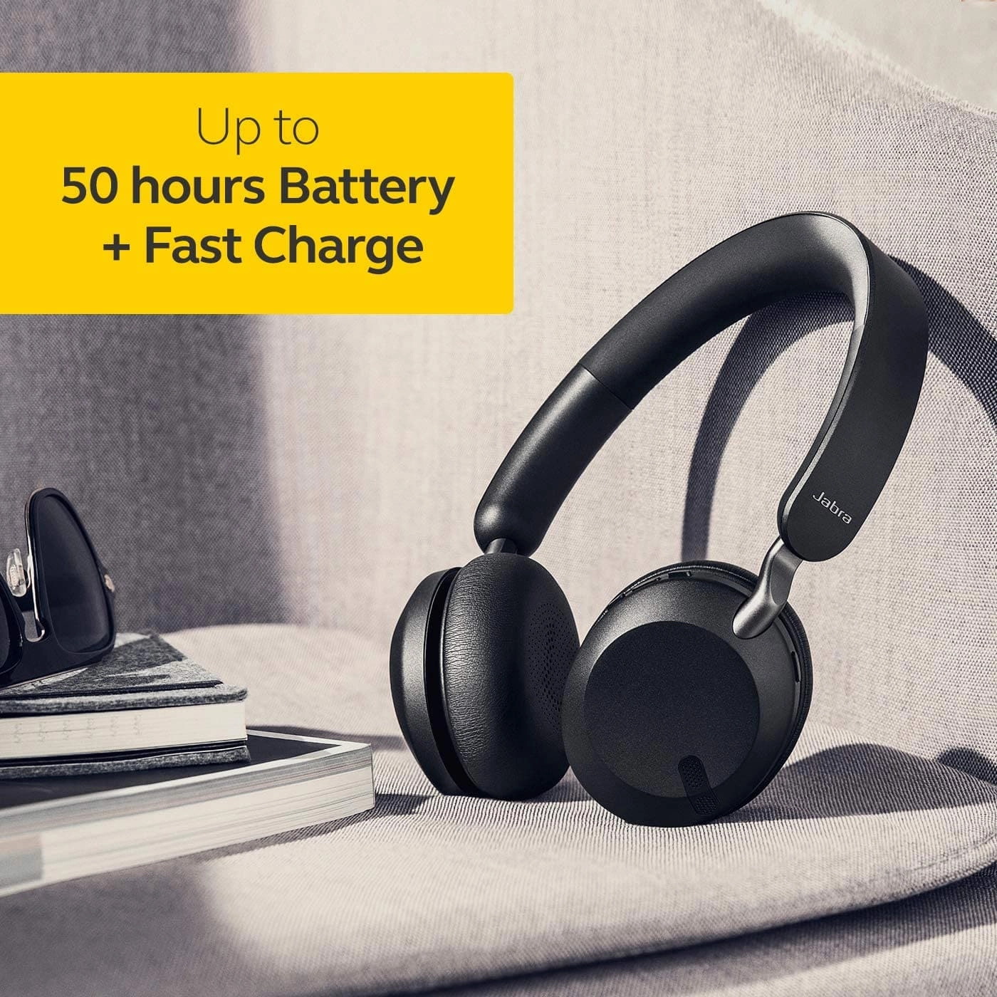 Jabra Elite 45h Wireless On-Ear Headphone - 2 Microphone Call Technology  Titanium Black