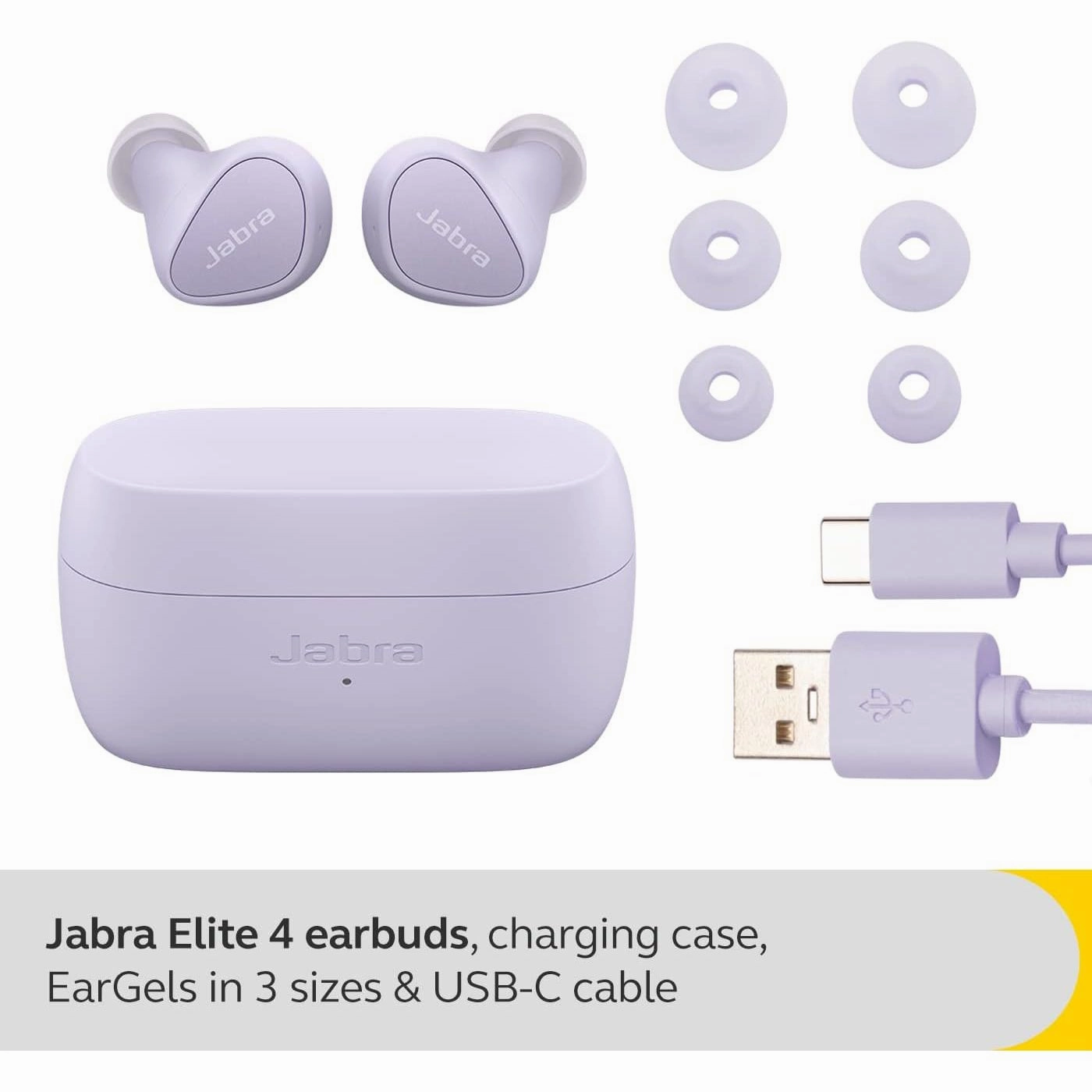 Jabra Elite 4 Wireless Earbuds, Active Noise Cancelling - Lilac