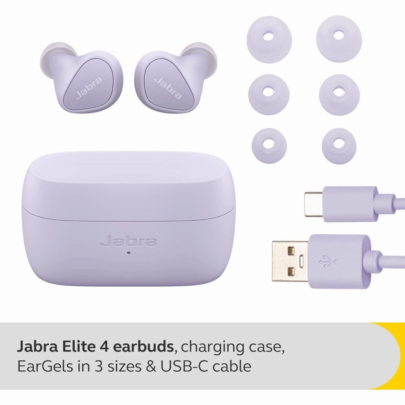 Jabra Elite 4 Wireless Earbuds, Active Noise Cancelling - Lilac