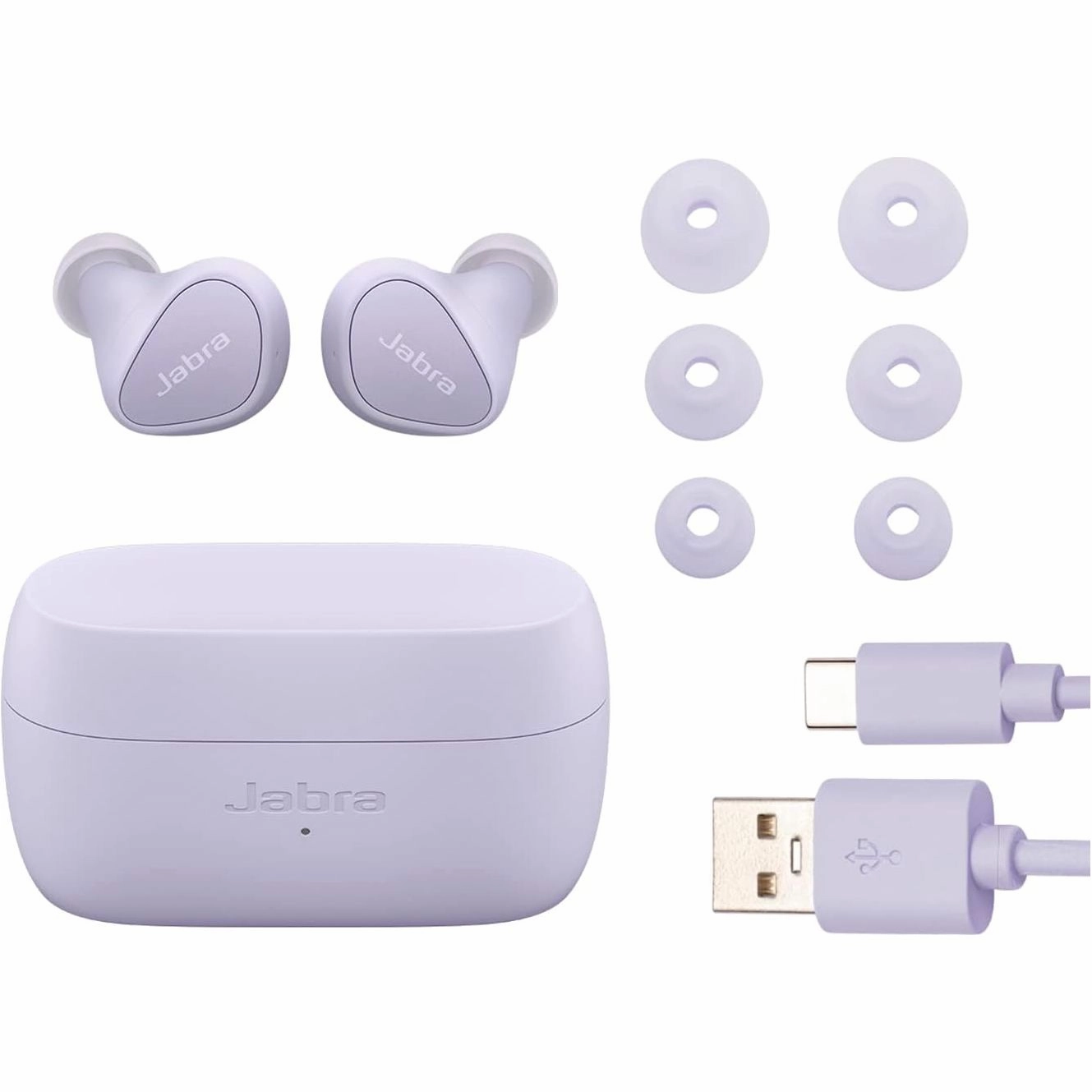 Jabra Elite 4 Wireless Earbuds, Active Noise Cancelling, Discreet and Comfortable Bluetooth Earphones with Spotify Tap Playback, Google Fast Pair, Microsoft Swift Pair and Multipoint - Lilac