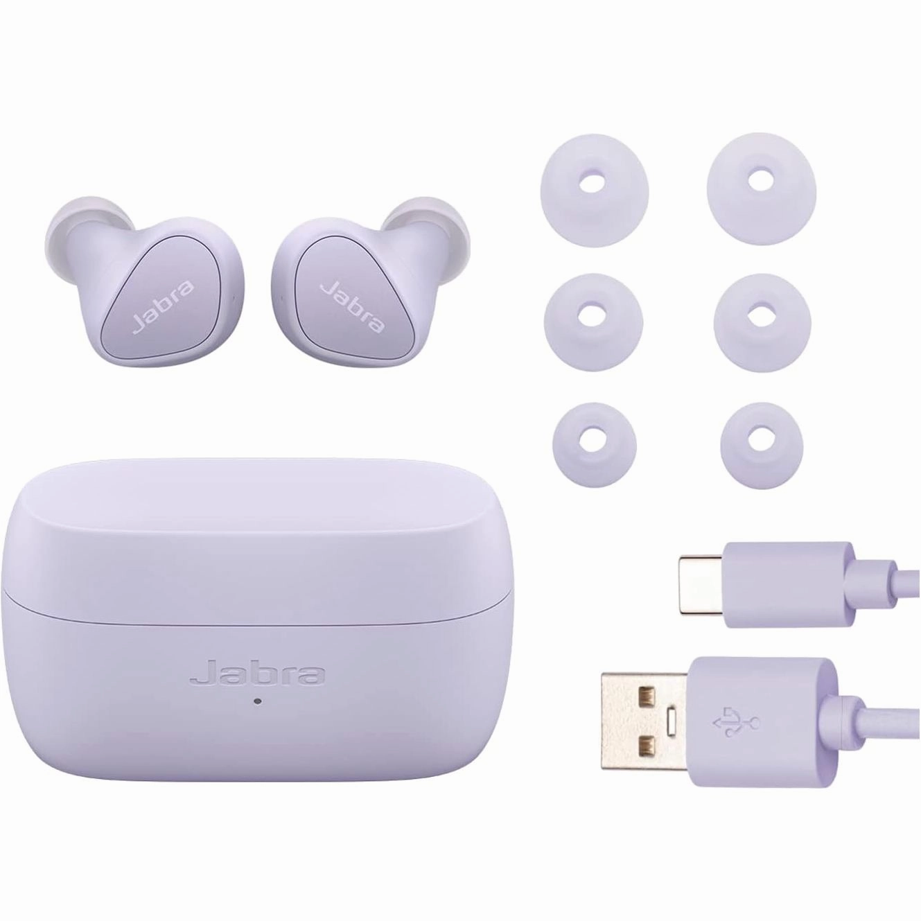 Jabra Elite 4 Wireless Earbuds, Active Noise Cancelling, Discreet and Comfortable Bluetooth Earphones with Spotify Tap Playback, Google Fast Pair, Microsoft Swift Pair and Multipoint - Lilac